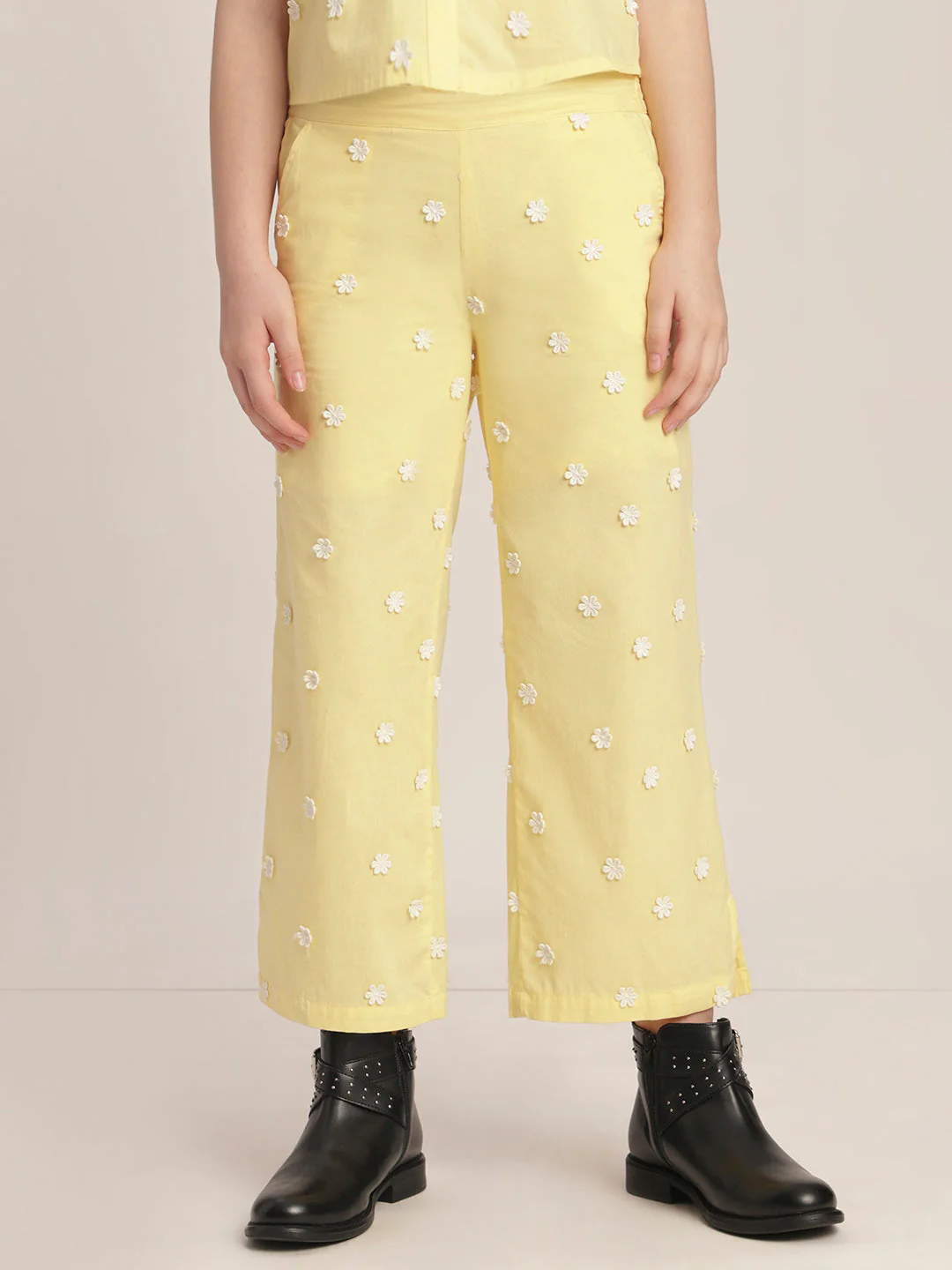 Girls Floral Embroidered Pants - Image 2
