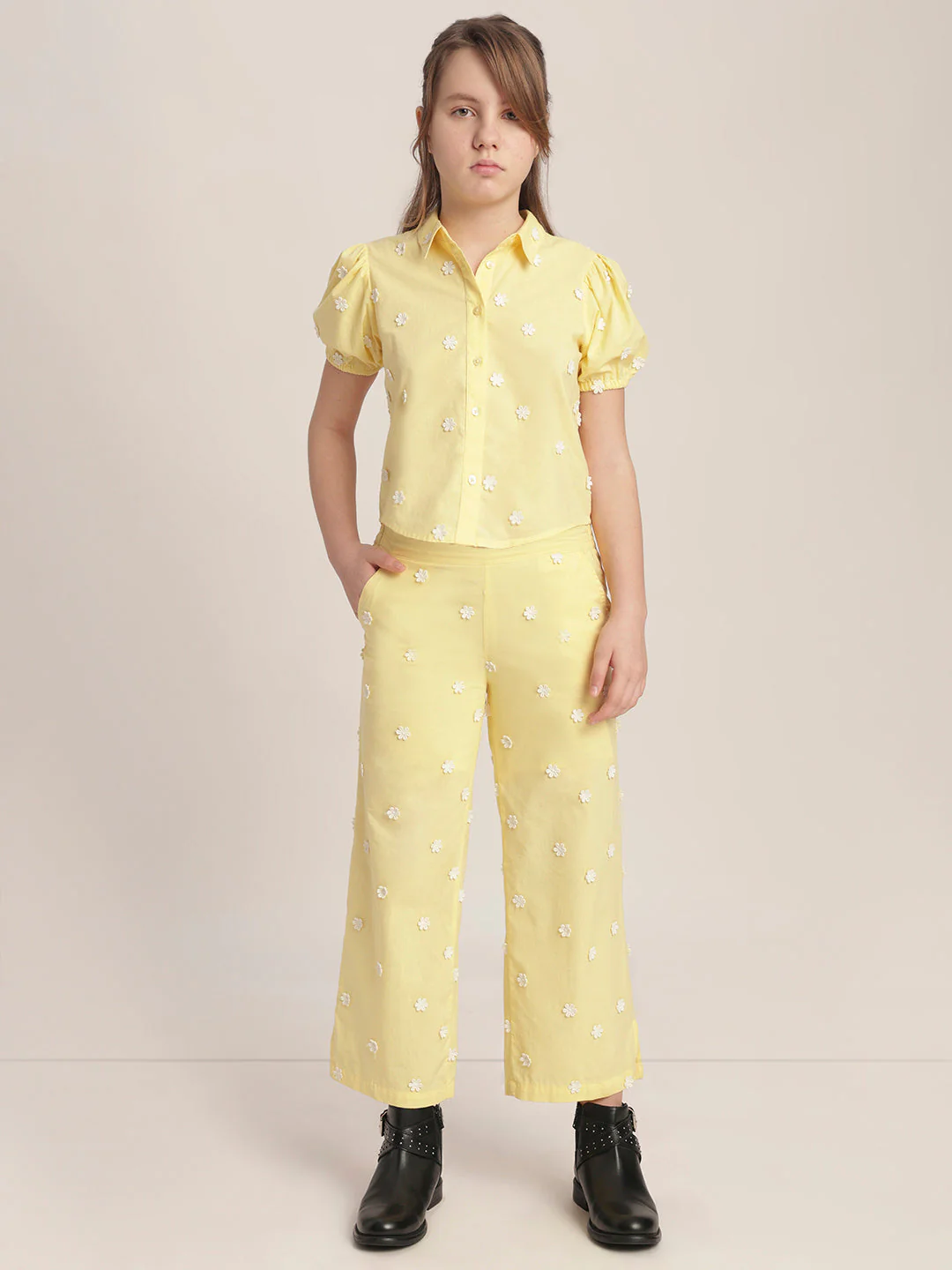 Girls Floral Embroidered Pants - Image 5