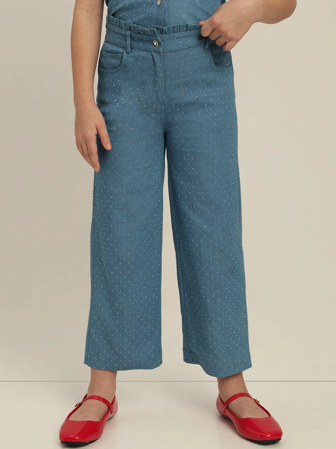 GIRL Blue Embellished Wide Leg Pants - Image 2