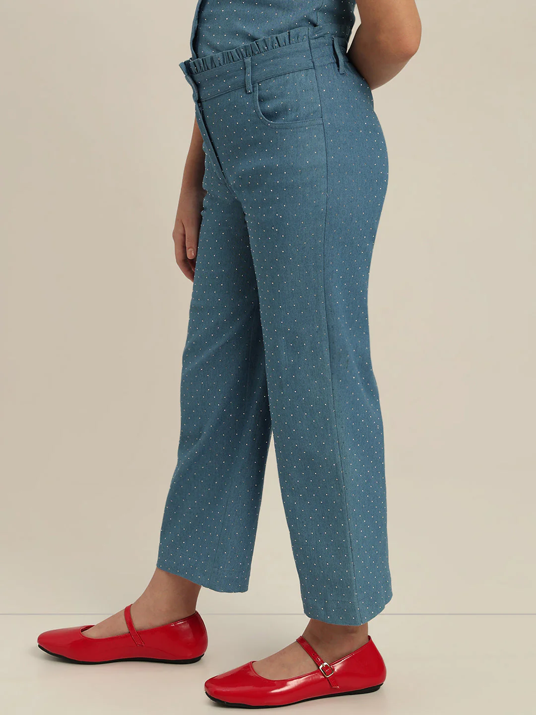 GIRL Blue Embellished Wide Leg Pants - Image 3