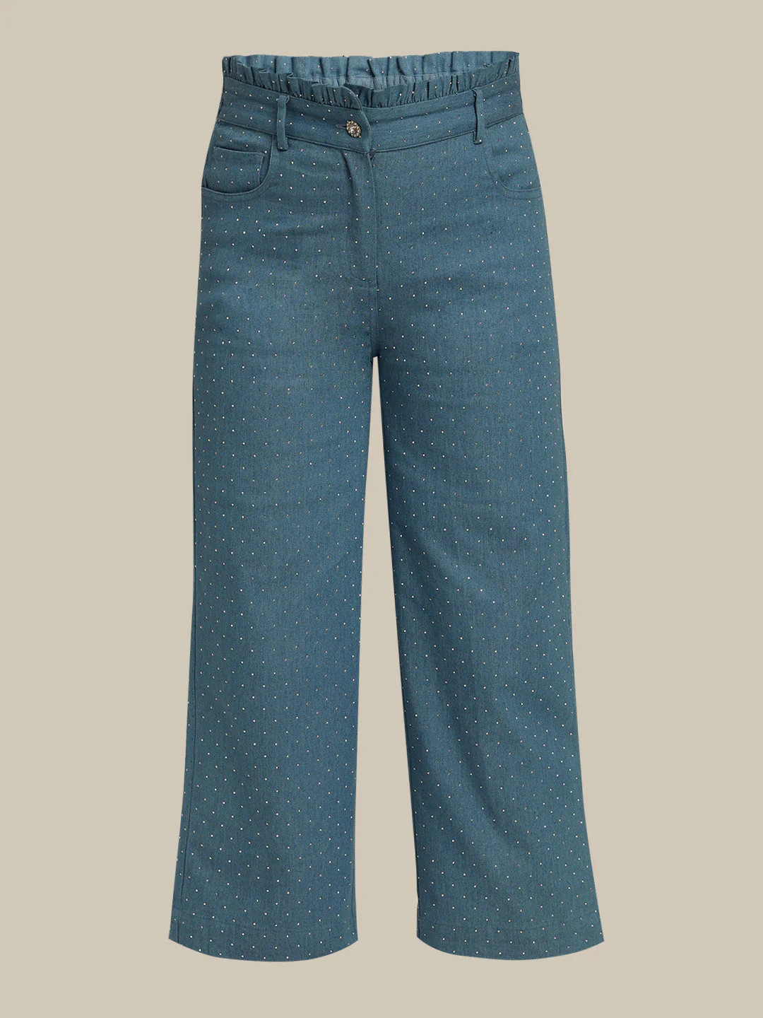 GIRL Blue Embellished Wide Leg Pants - Image 7