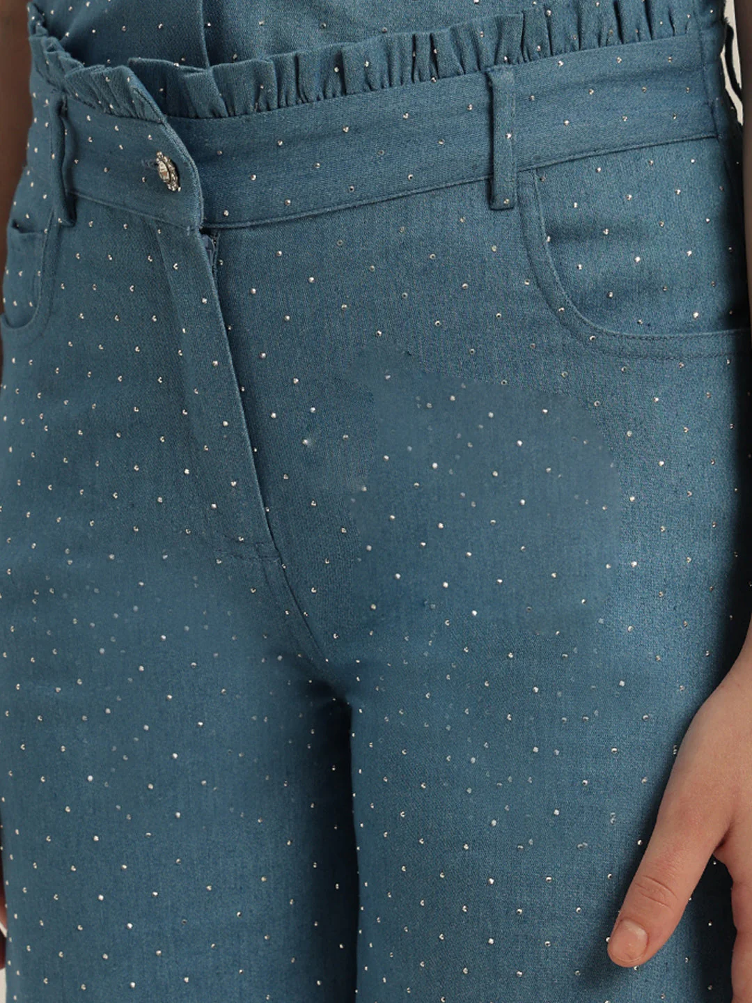 GIRL Blue Embellished Wide Leg Pants - Image 8