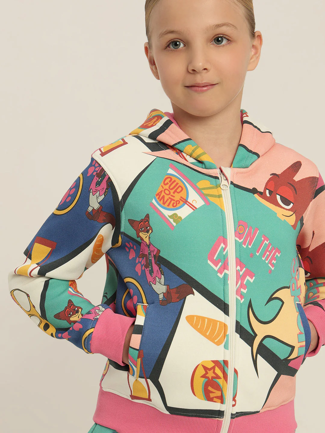 GIRLS Green Zootopia Printed Hoodie - Image 6