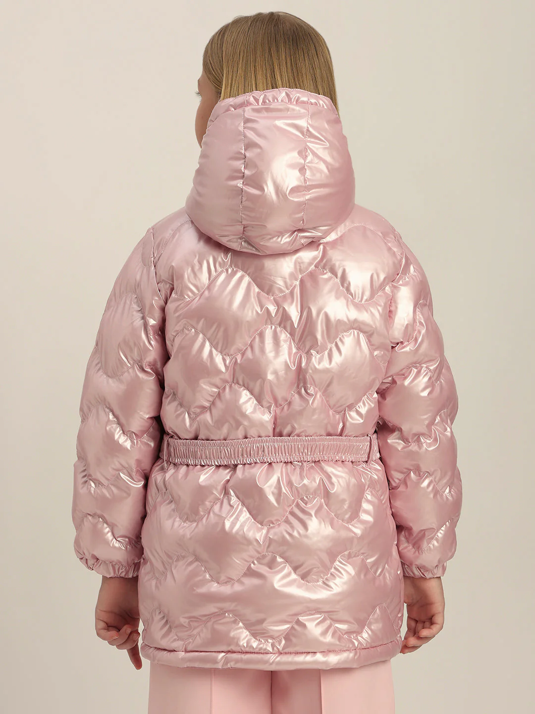 Girls Pink Quilted Puffer Jacket - Image 4