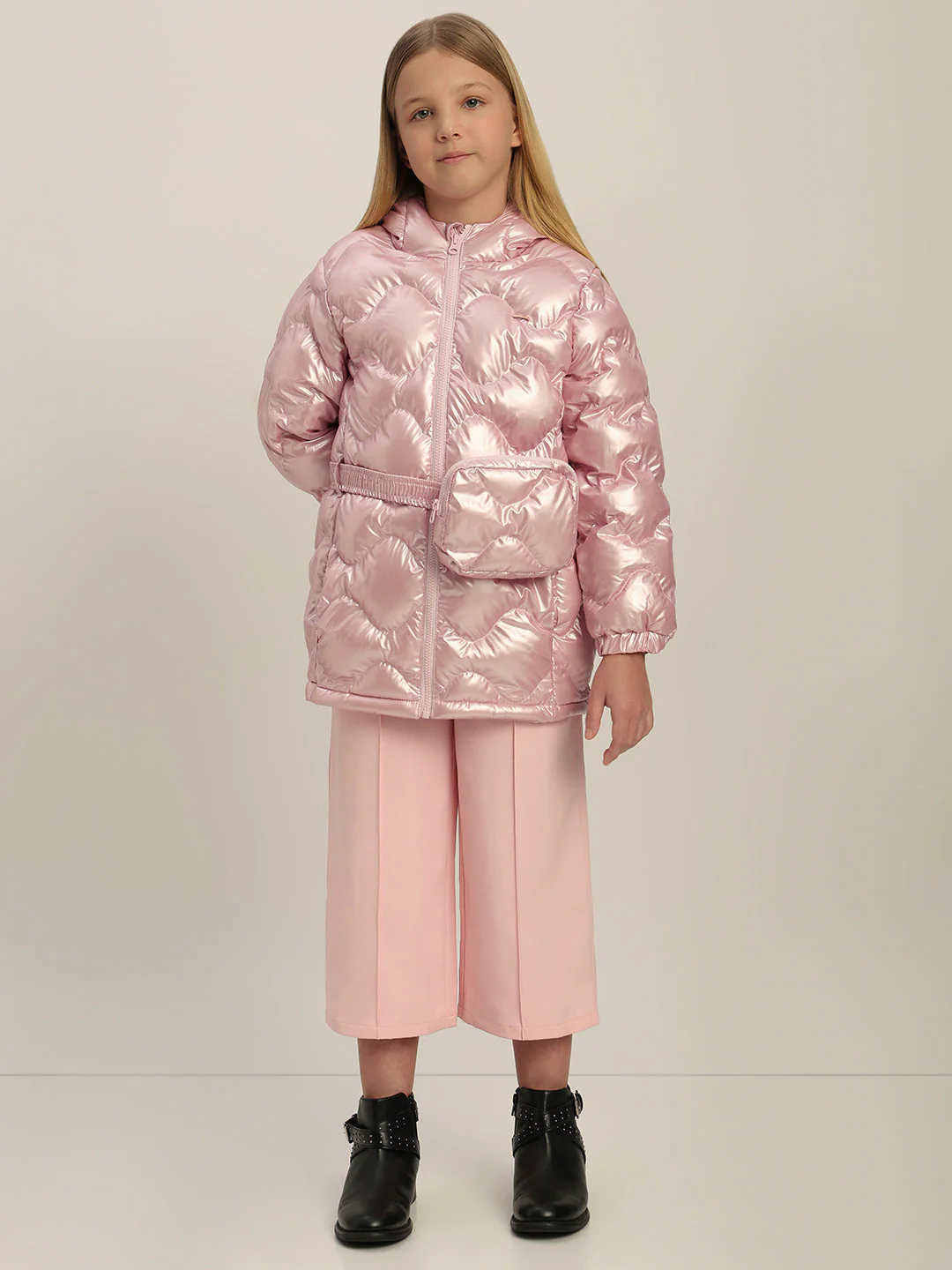 Girls Pink Quilted Puffer Jacket - Image 5