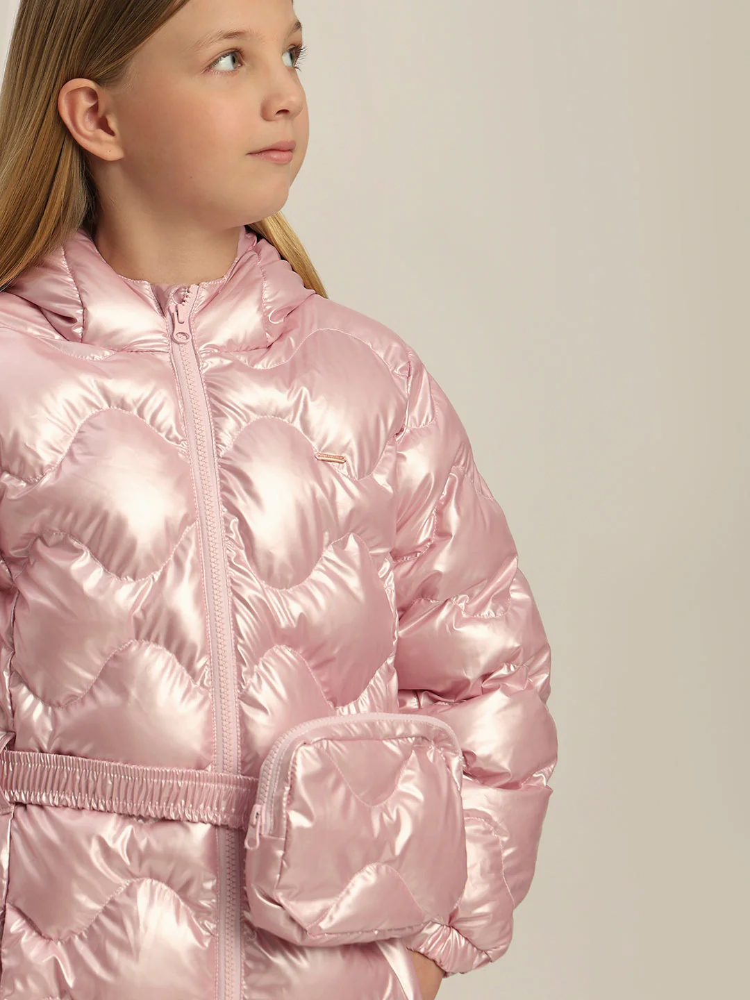 Girls Pink Quilted Puffer Jacket - Image 6