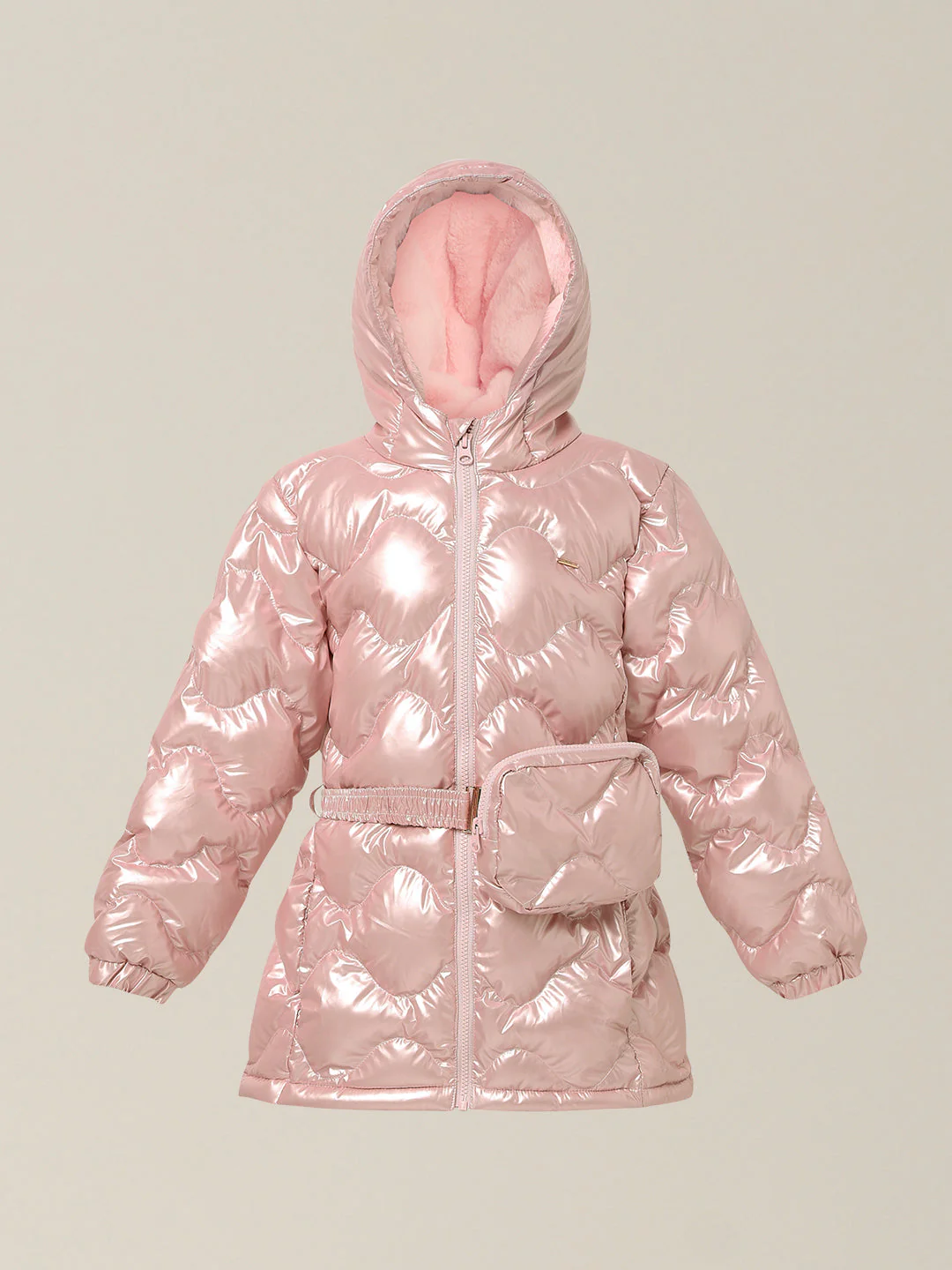 Girls Pink Quilted Puffer Jacket - Image 7
