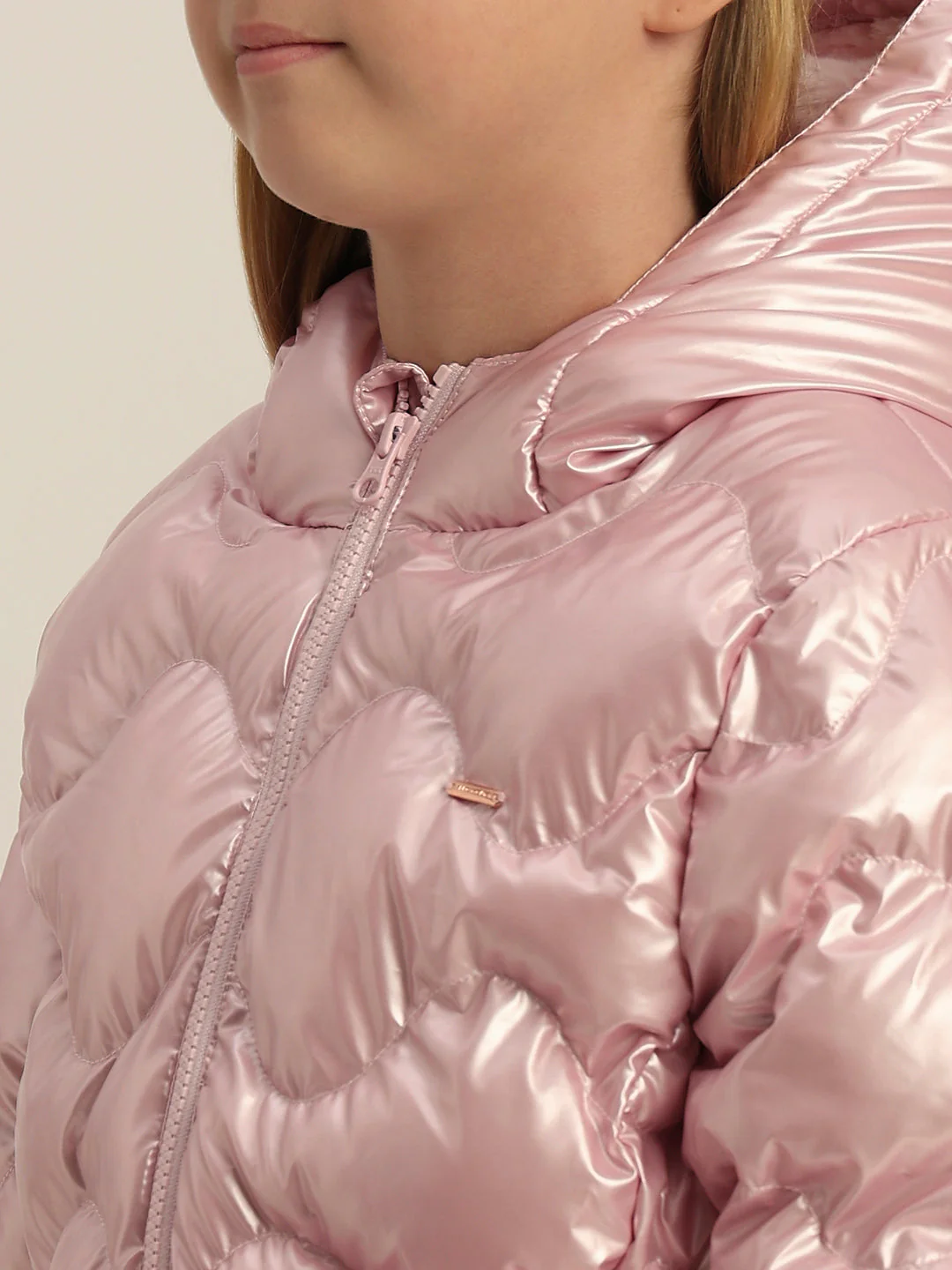 Girls Pink Quilted Puffer Jacket - Image 8