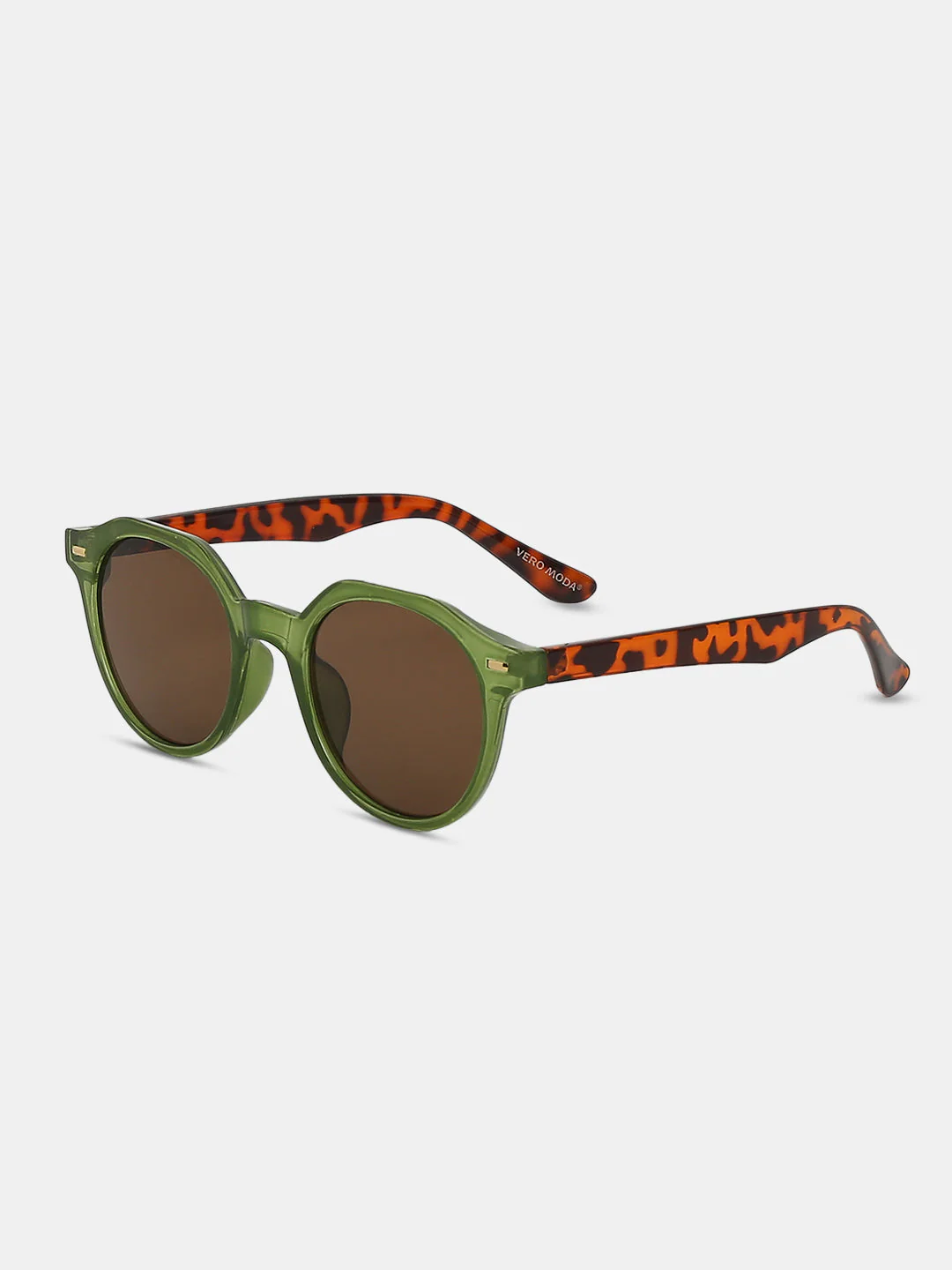 VERO MODA Green Tortoiseshell Print Sunglasses - Image 3