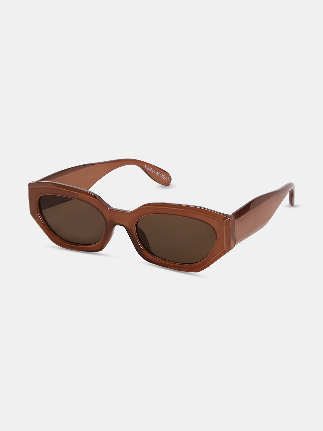 VERO MODA Brown Narrow Oval Sunglasses - Image 3