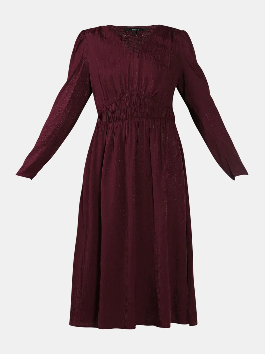 Maroon V Neck Jacquard Dress - Image 7