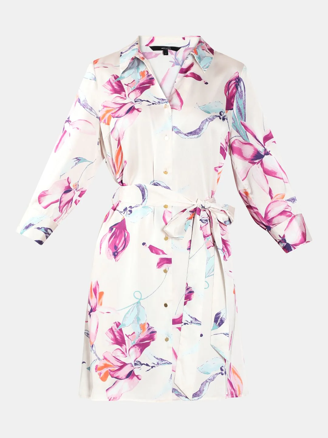 White Printed Mini Shirt Dress - Image 7