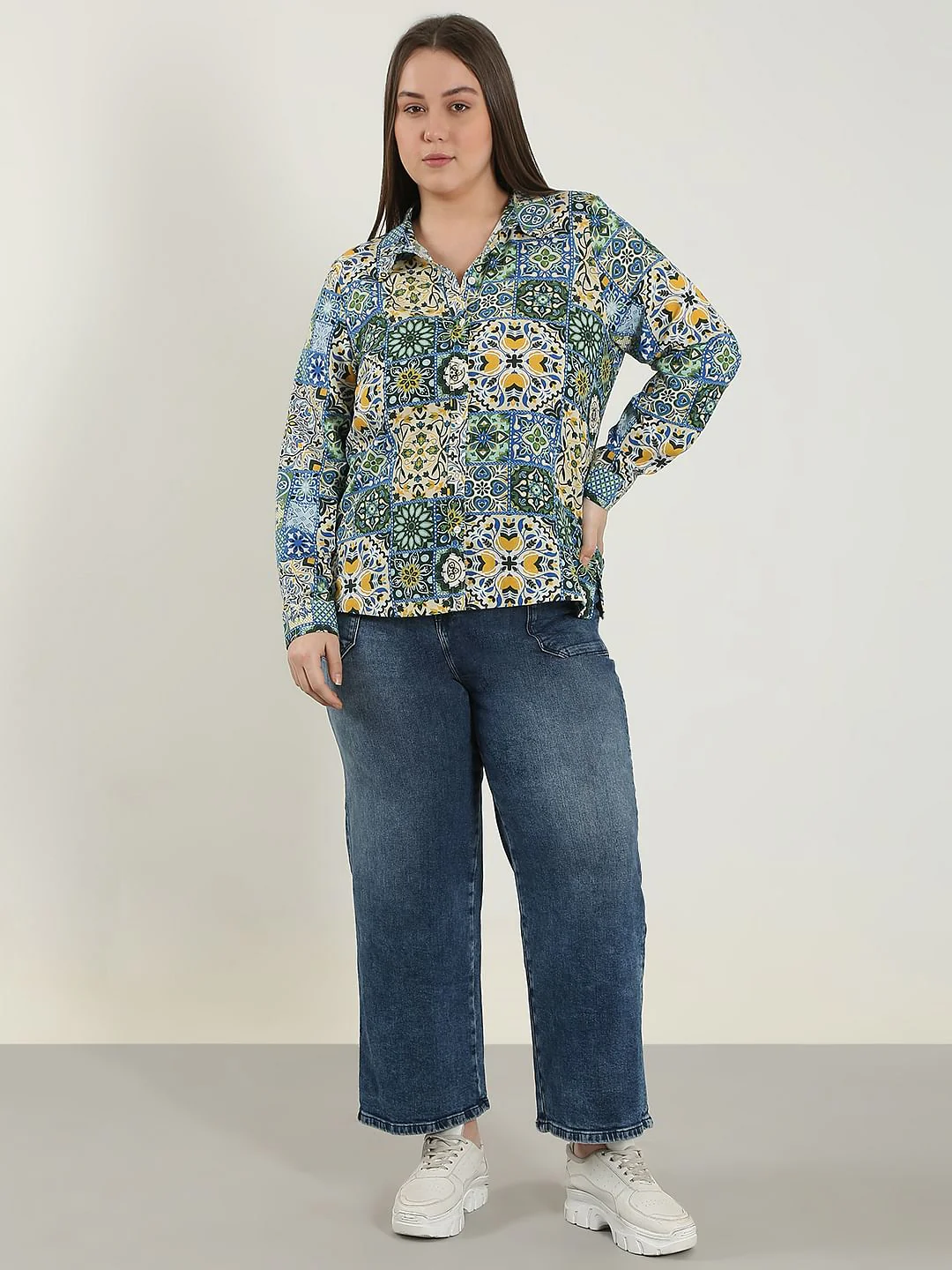 Curve Multi-Colour Printed Cotton Shirt - Image 5