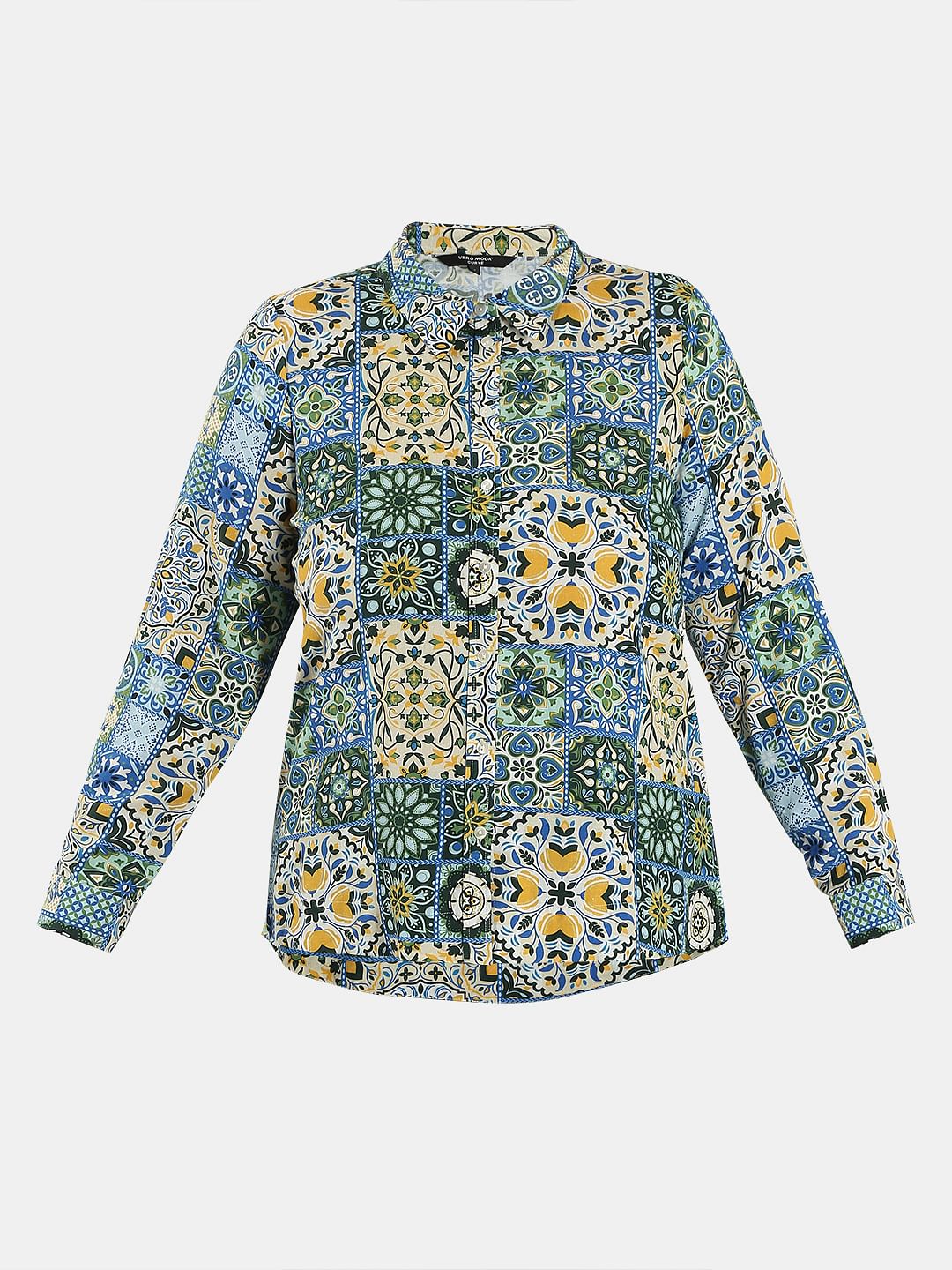 Curve Multi-Colour Printed Cotton Shirt - Image 7