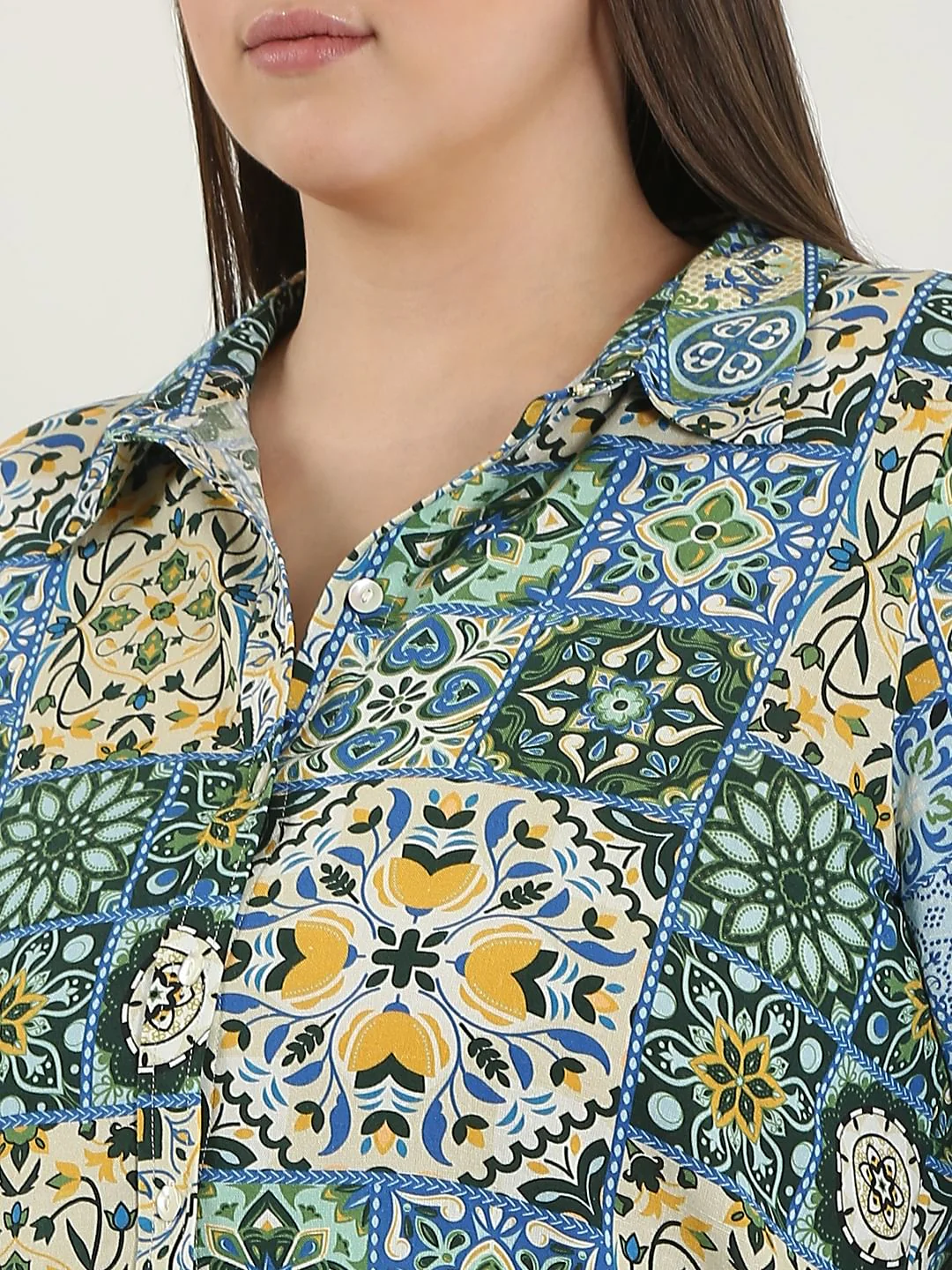 Curve Multi-Colour Printed Cotton Shirt - Image 8