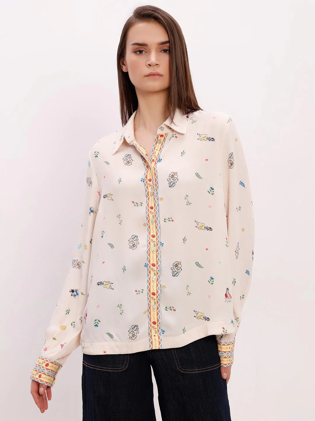 Vero Moda Ecru Printed Viscose Shirt - Image 2