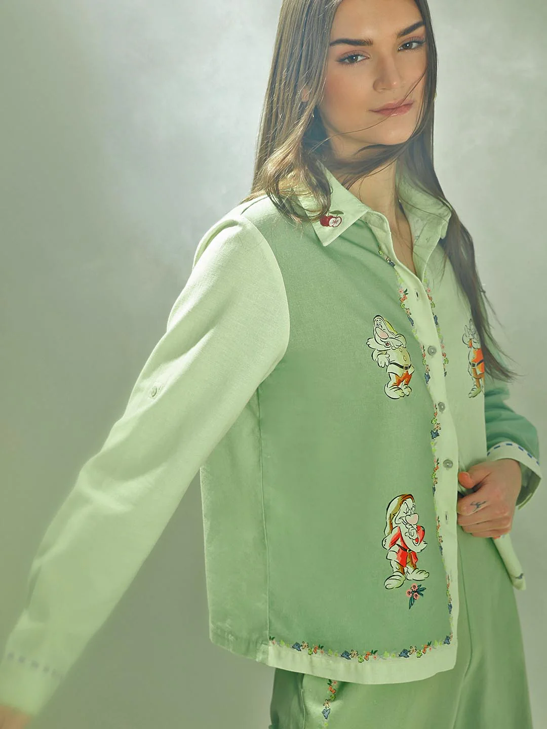 Vero Moda Green Printed Co-Ord Set Shirt