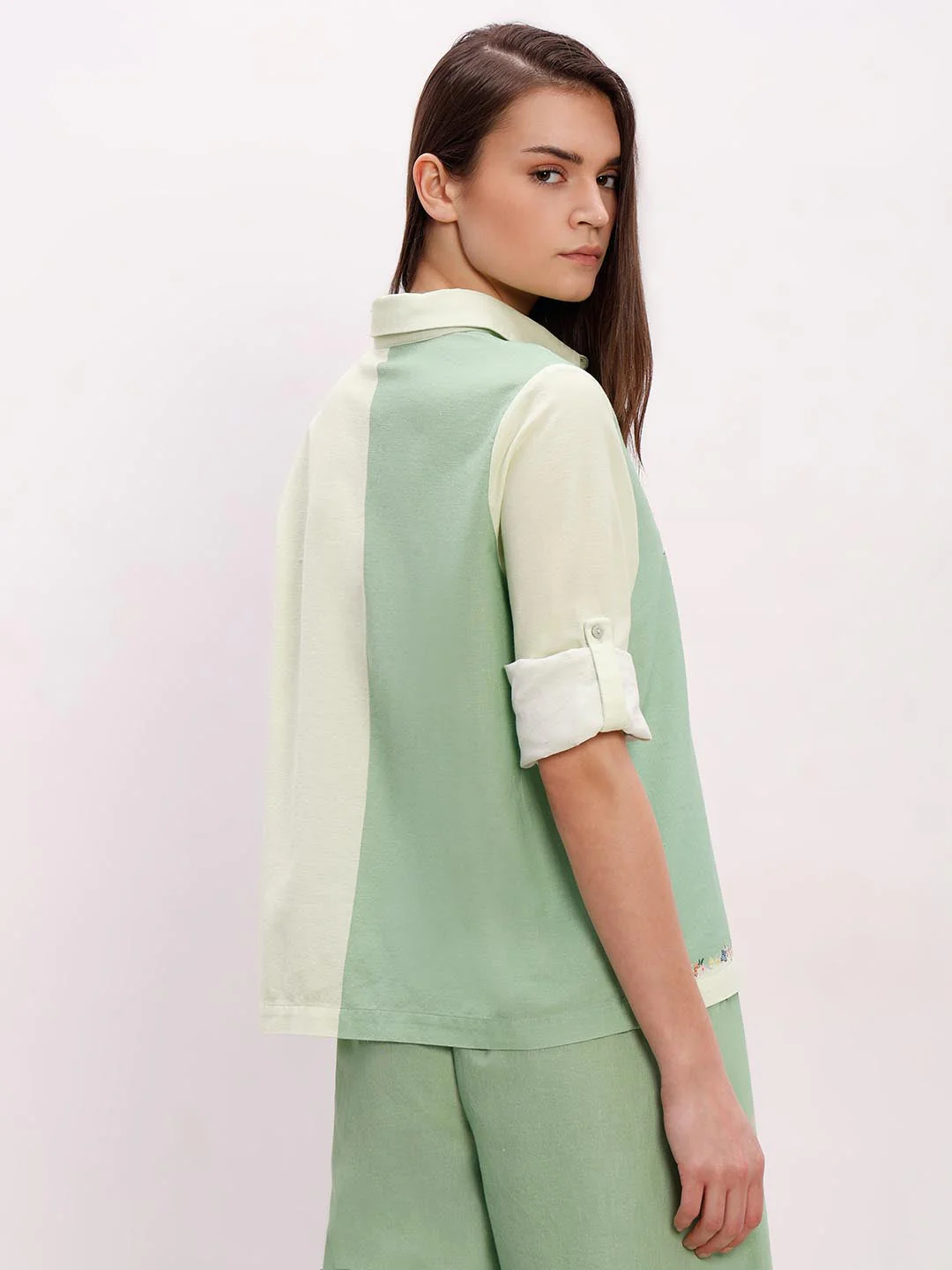 Vero Moda Green Printed Co-Ord Set Shirt - Image 3