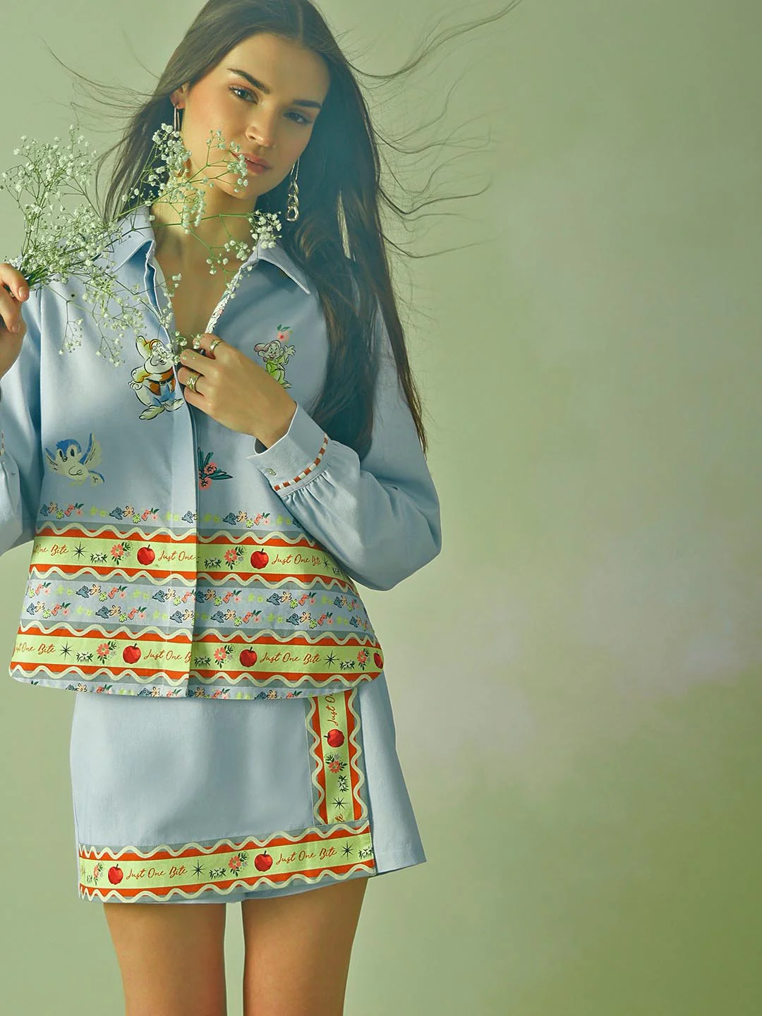 Vero Moda Blue Printed Cotton Co-Ord Set Shirt