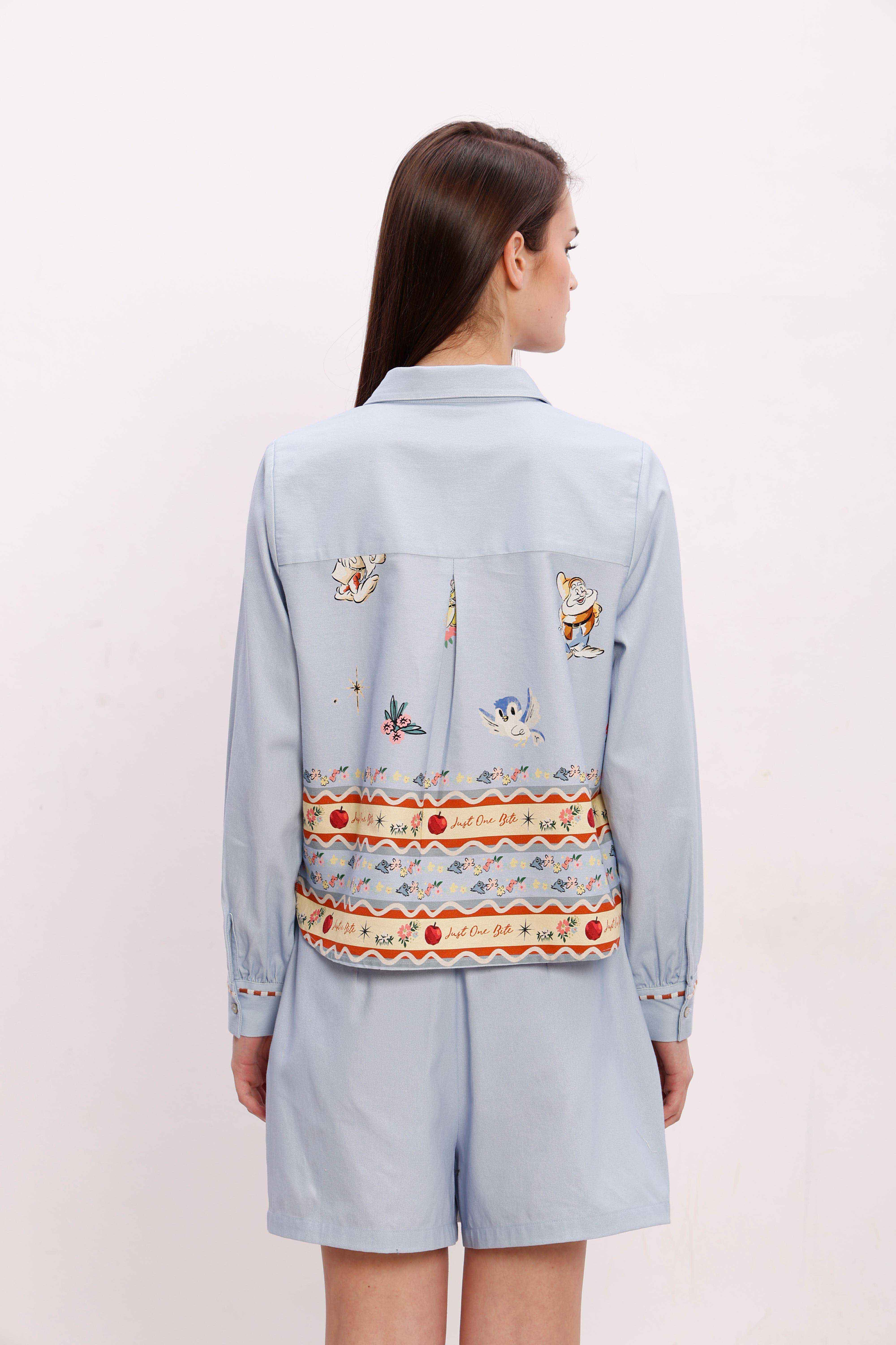 Vero Moda Blue Printed Cotton Co-Ord Set Shirt - Image 10
