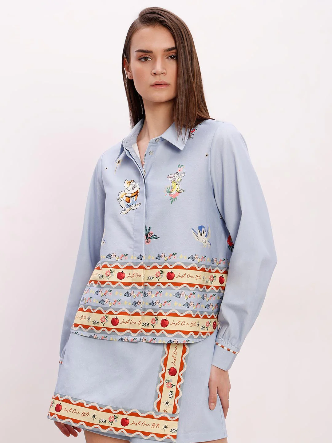 Vero Moda Blue Printed Cotton Co-Ord Set Shirt - Image 2