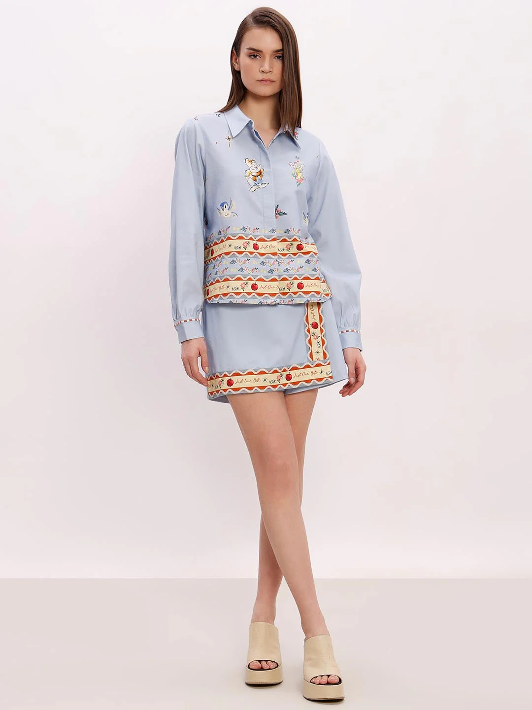 Vero Moda Blue Printed Cotton Co-Ord Set Shirt - Image 5