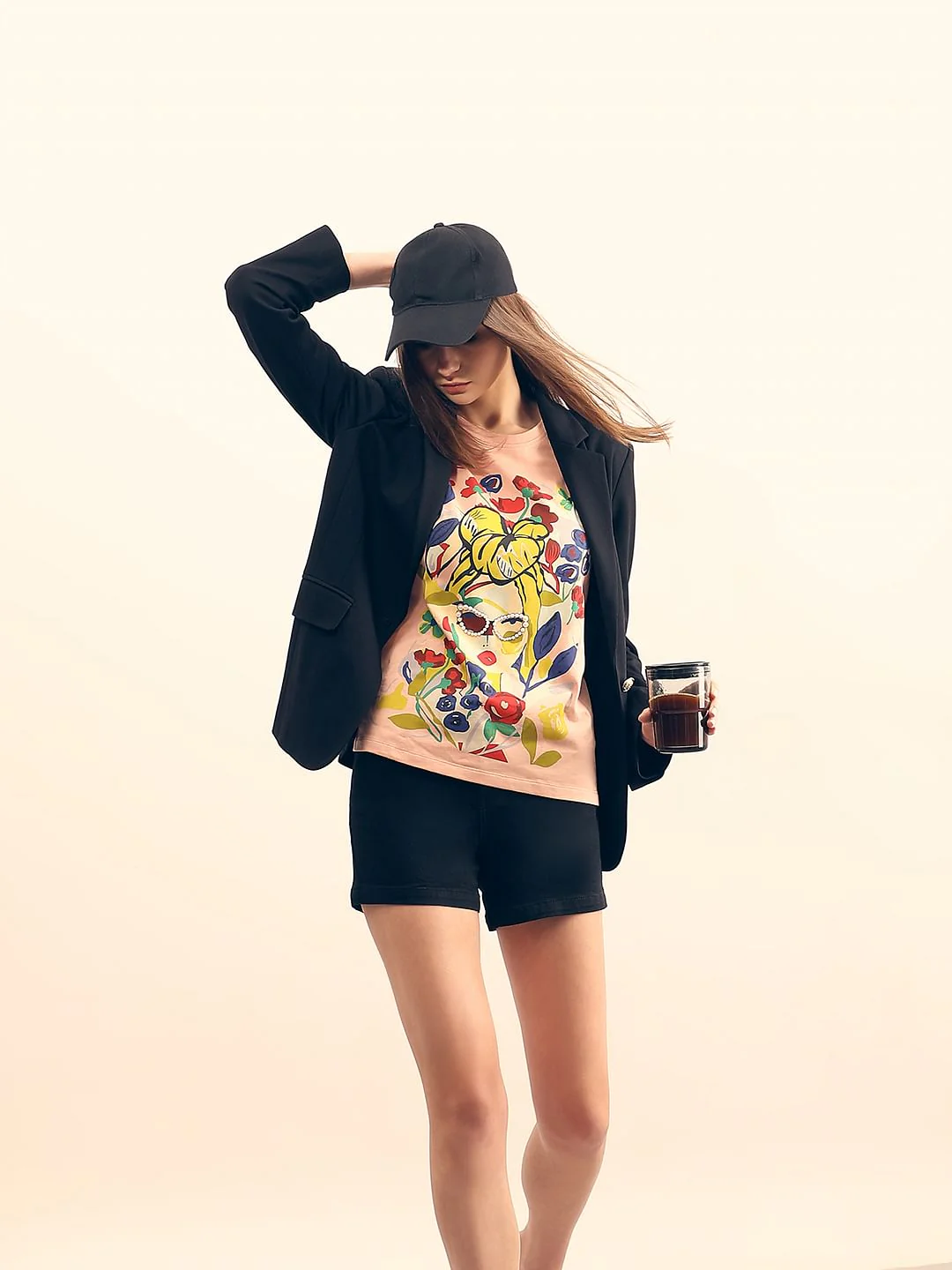 Pink Printed Cotton T-Shirt