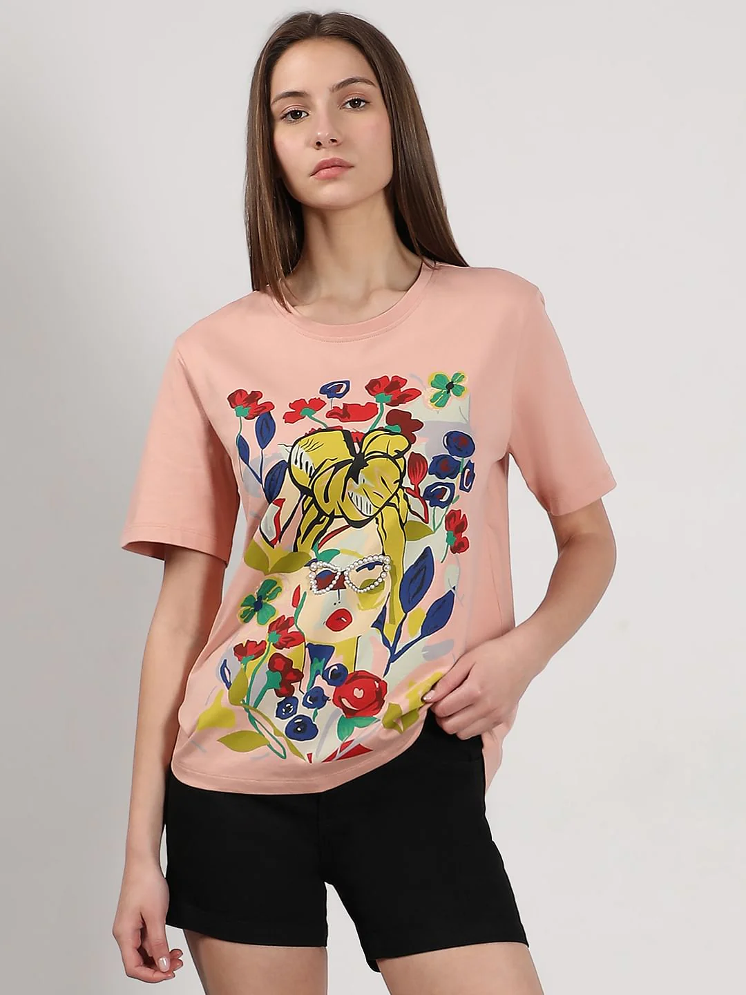 Pink Printed Cotton T-Shirt - Image 2
