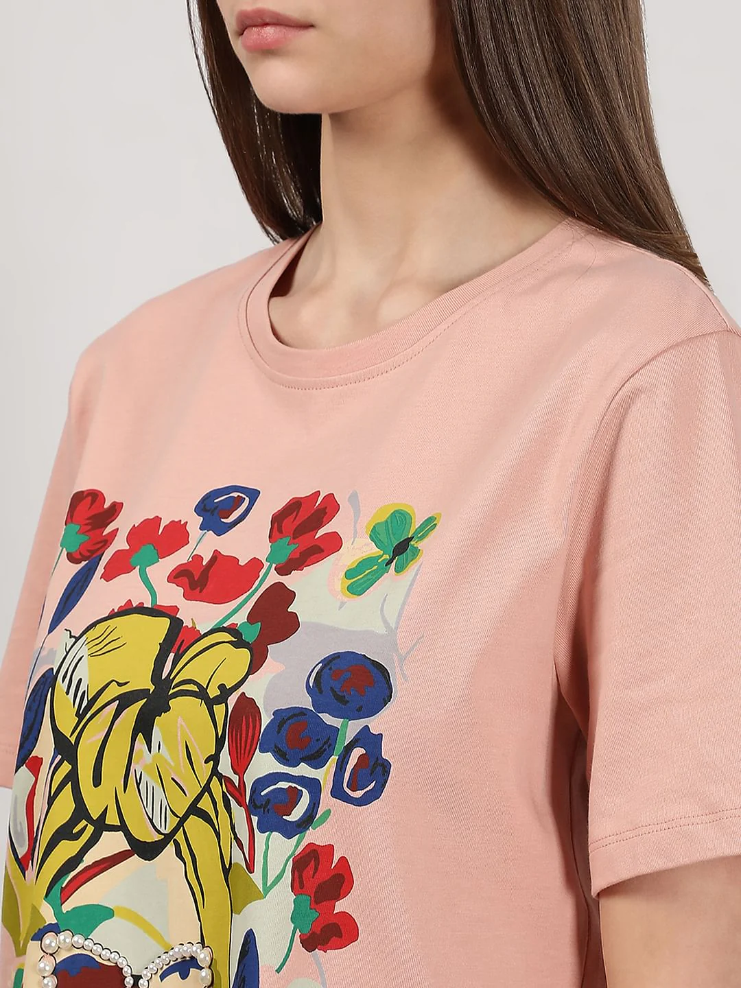 Pink Printed Cotton T-Shirt - Image 8