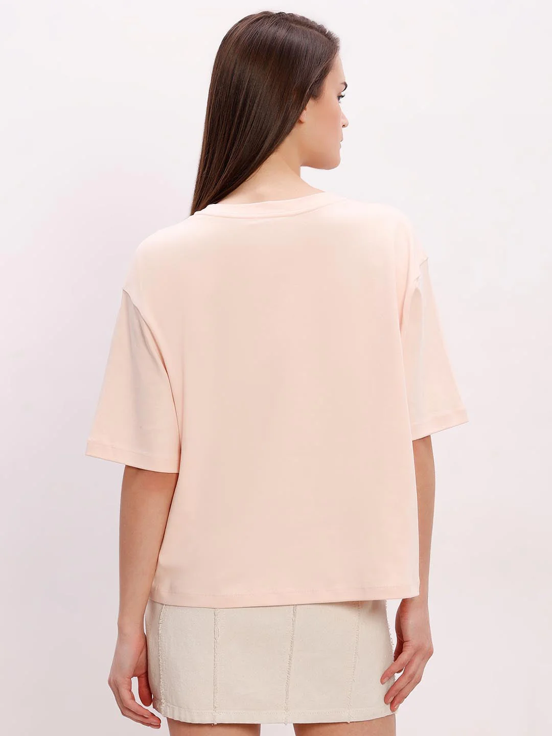 Vero Moda Peach Printed Cotton T-Shirt - Image 3