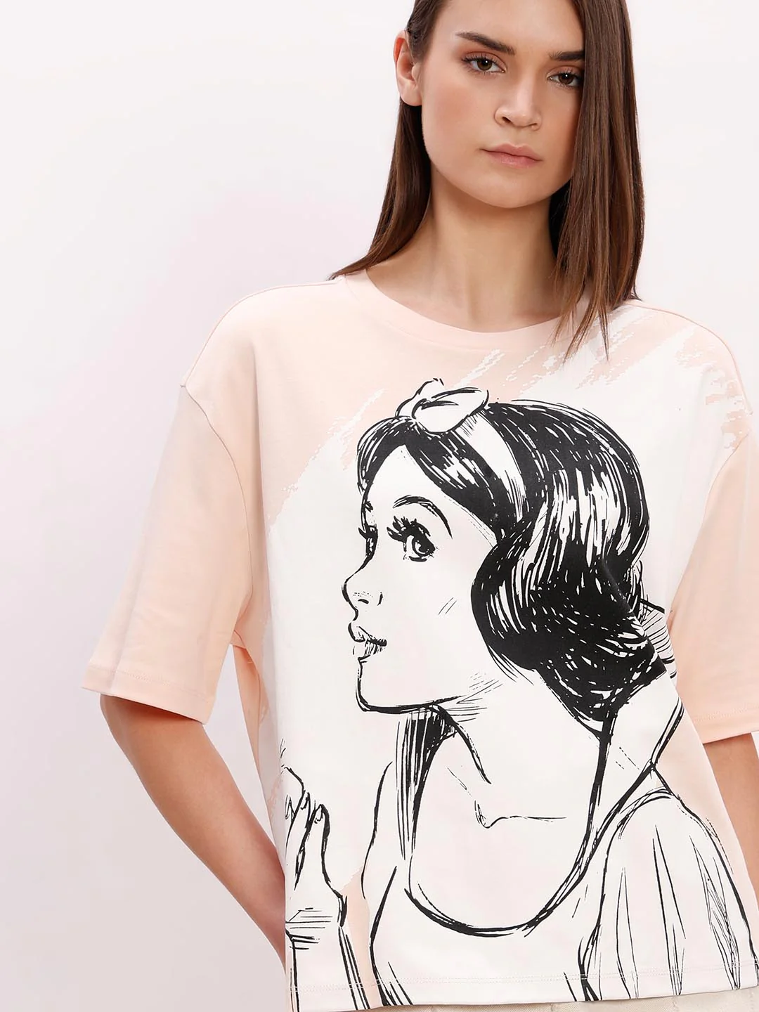 Vero Moda Peach Printed Cotton T-Shirt - Image 6