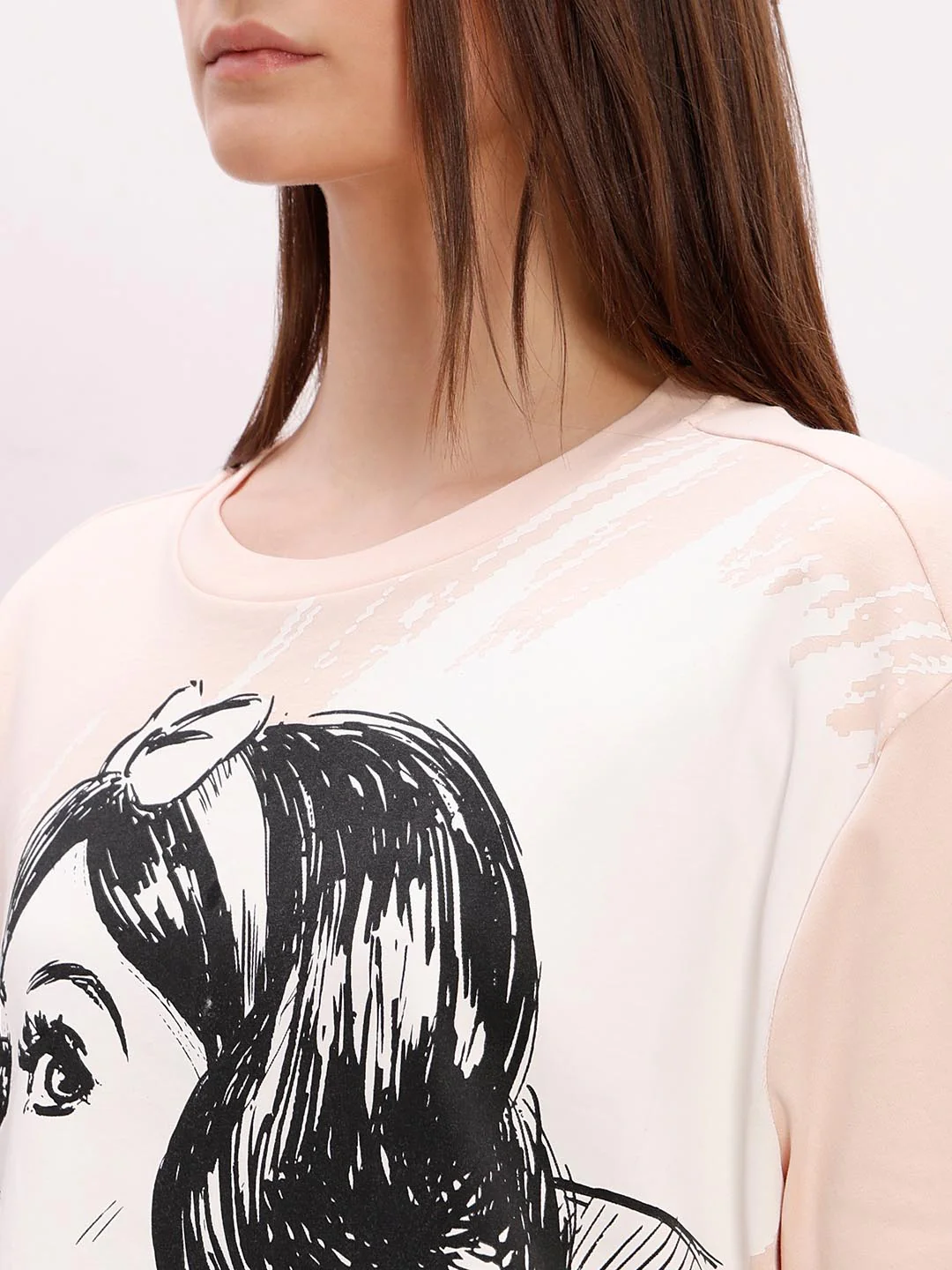 Vero Moda Peach Printed Cotton T-Shirt - Image 8