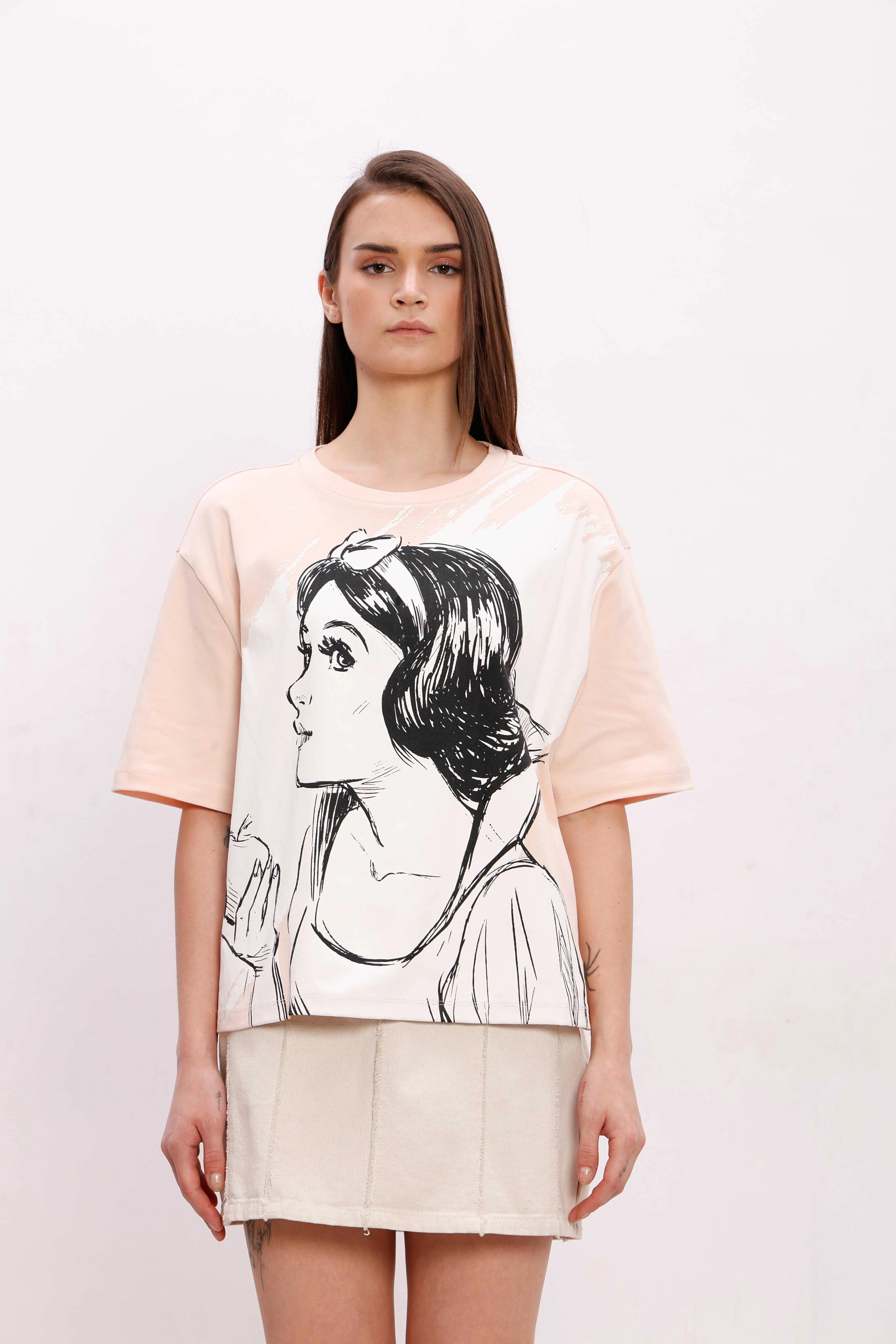 Vero Moda Peach Printed Cotton T-Shirt - Image 9