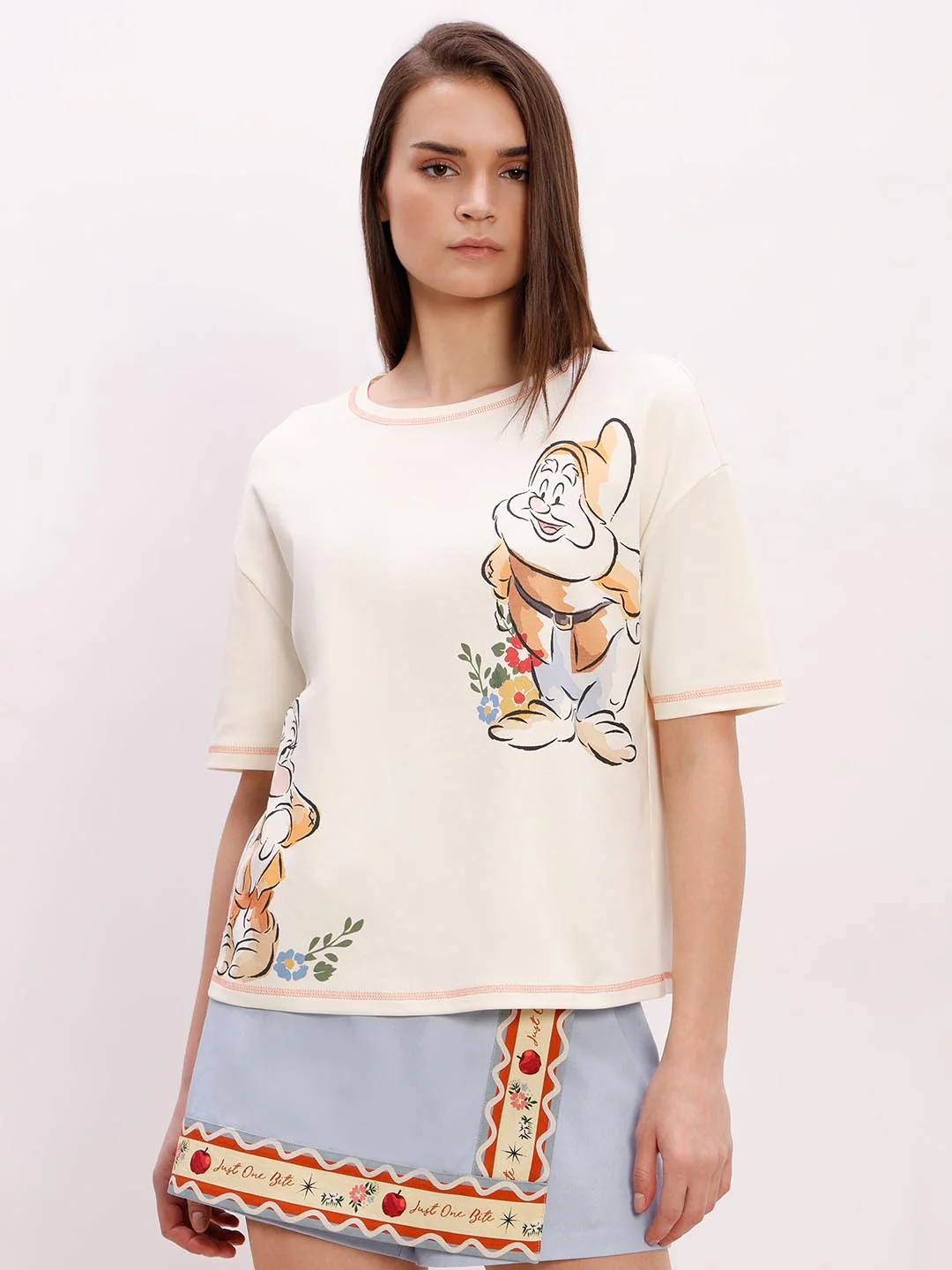 Vero Moda off-White Printed Cotton T-Shirt - Image 2