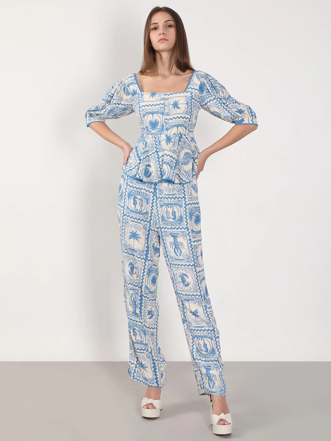 Vero Moda Ecru Printed Co-Ord Set Top - Image 5