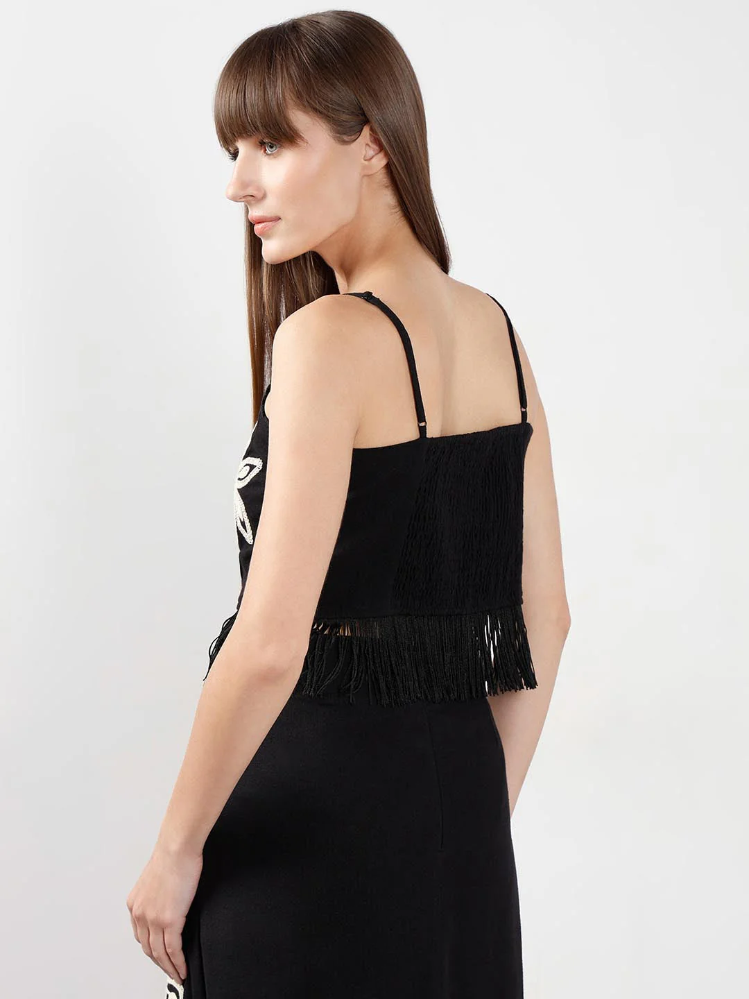 Vero Moda Black Embroidered Cropped Co-Ord Set Top - Image 3