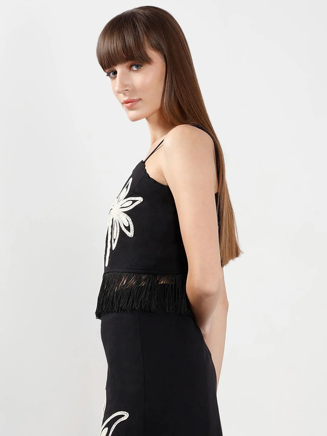 Vero Moda Black Embroidered Cropped Co-Ord Set Top - Image 4
