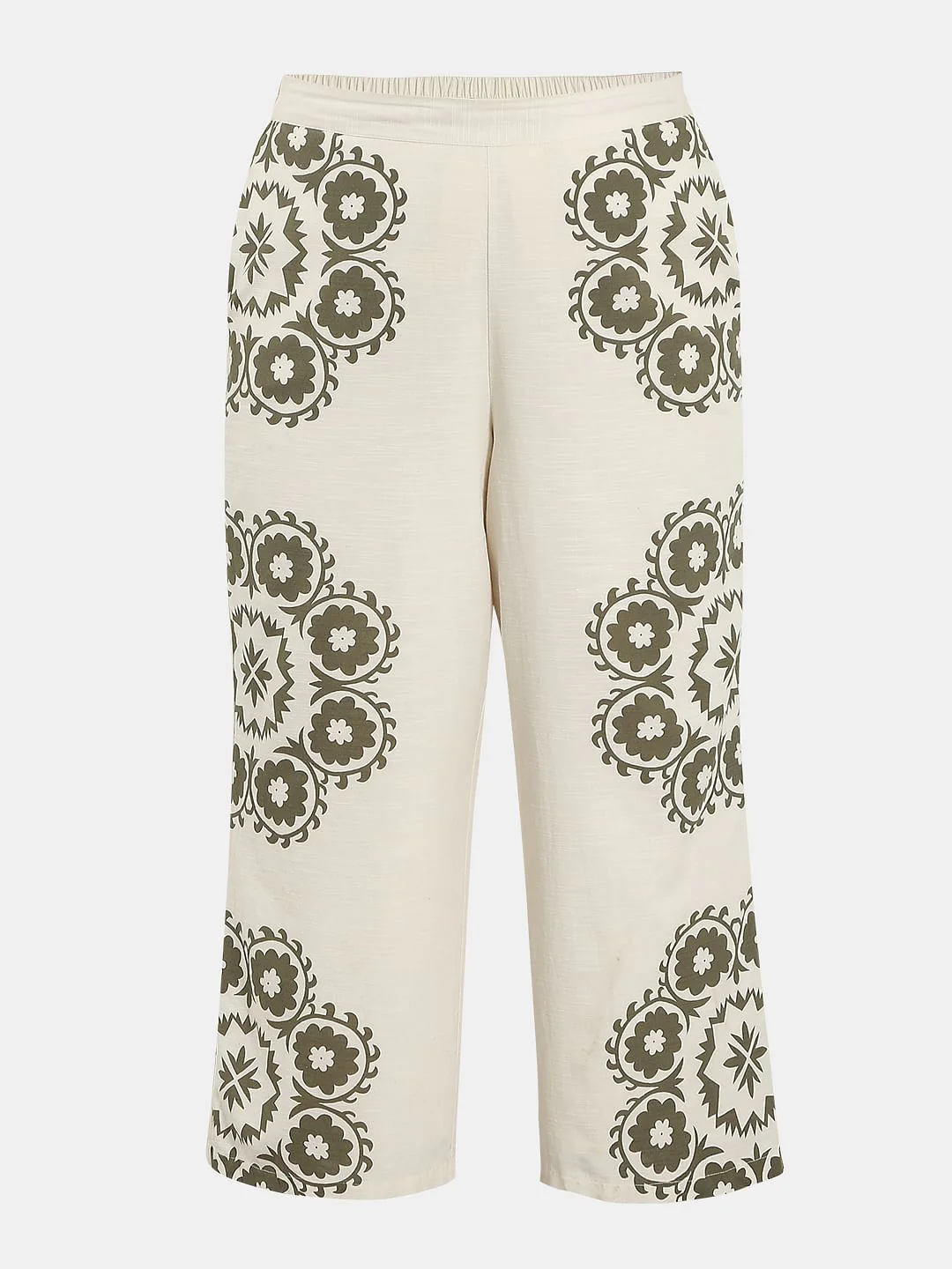 Curve Ecru Printed Co-Ord Set Pants - Image 7