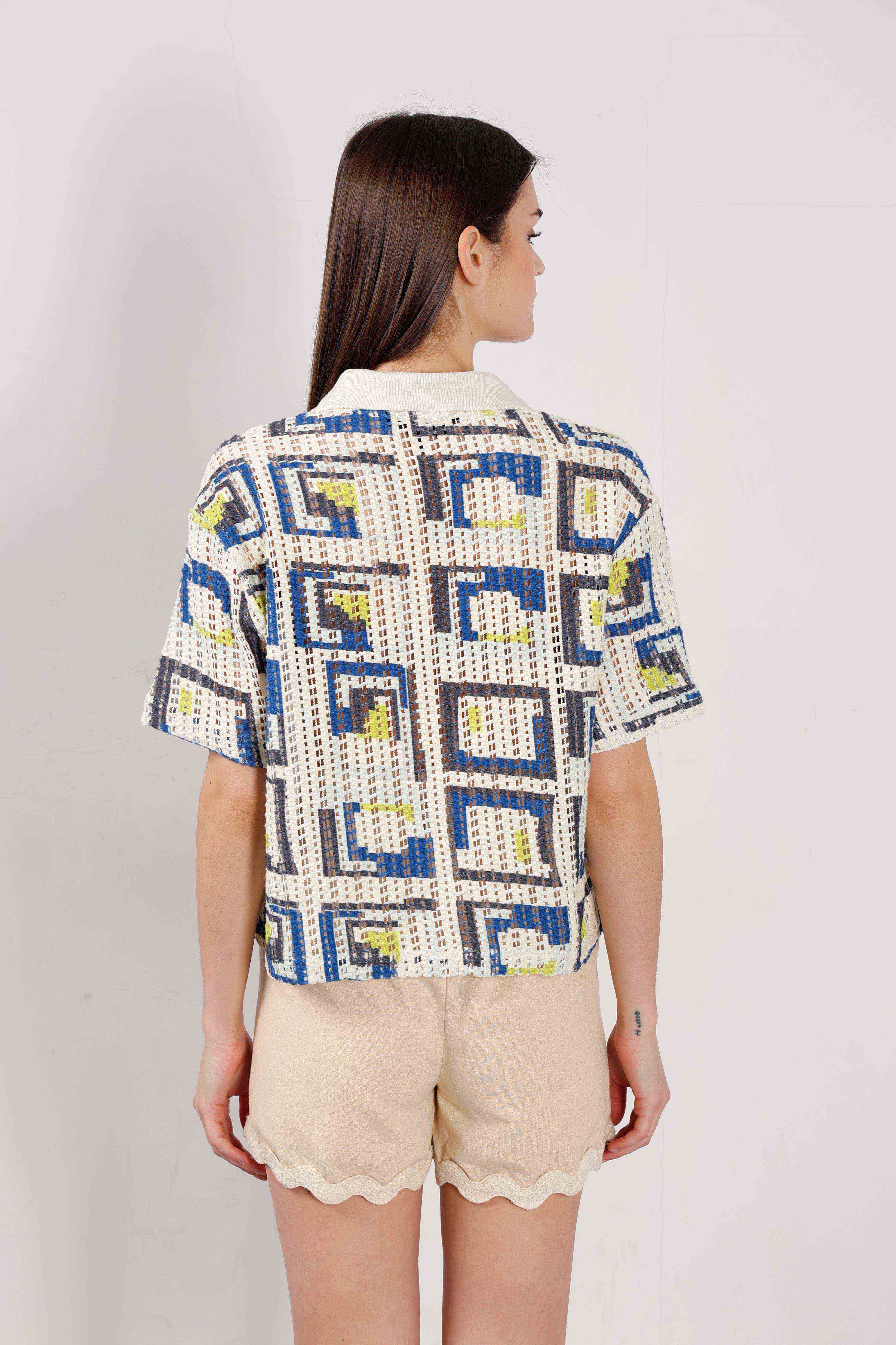 Vero Moda off-White Printed Knitted Polo - Image 10