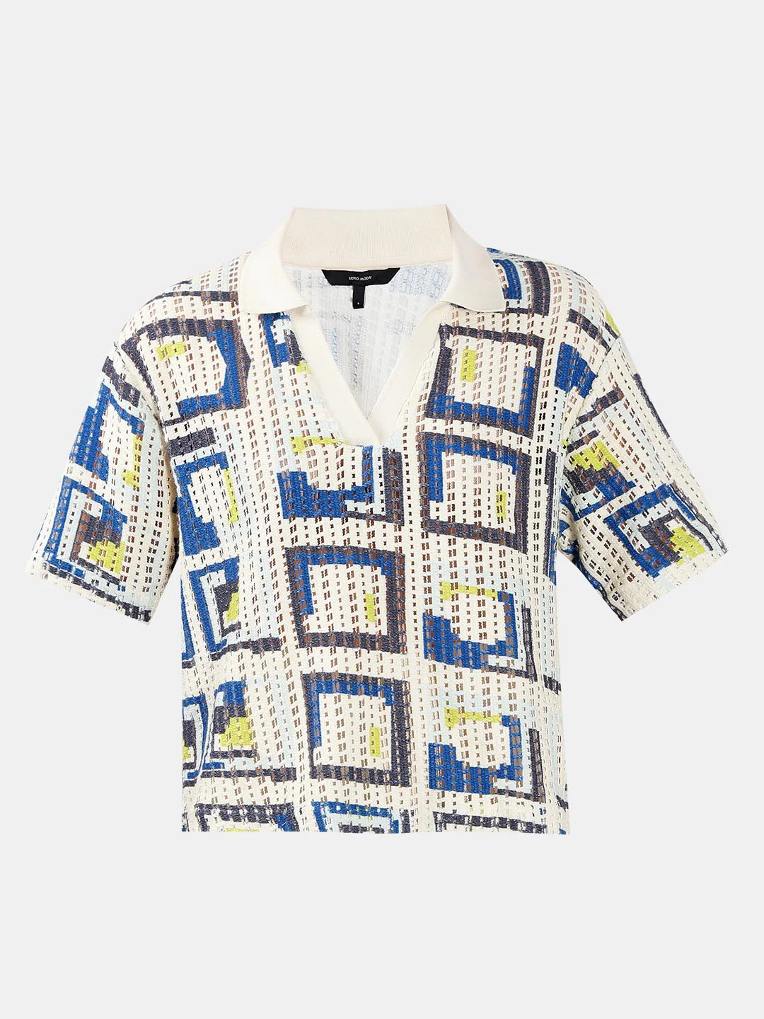Vero Moda off-White Printed Knitted Polo - Image 7