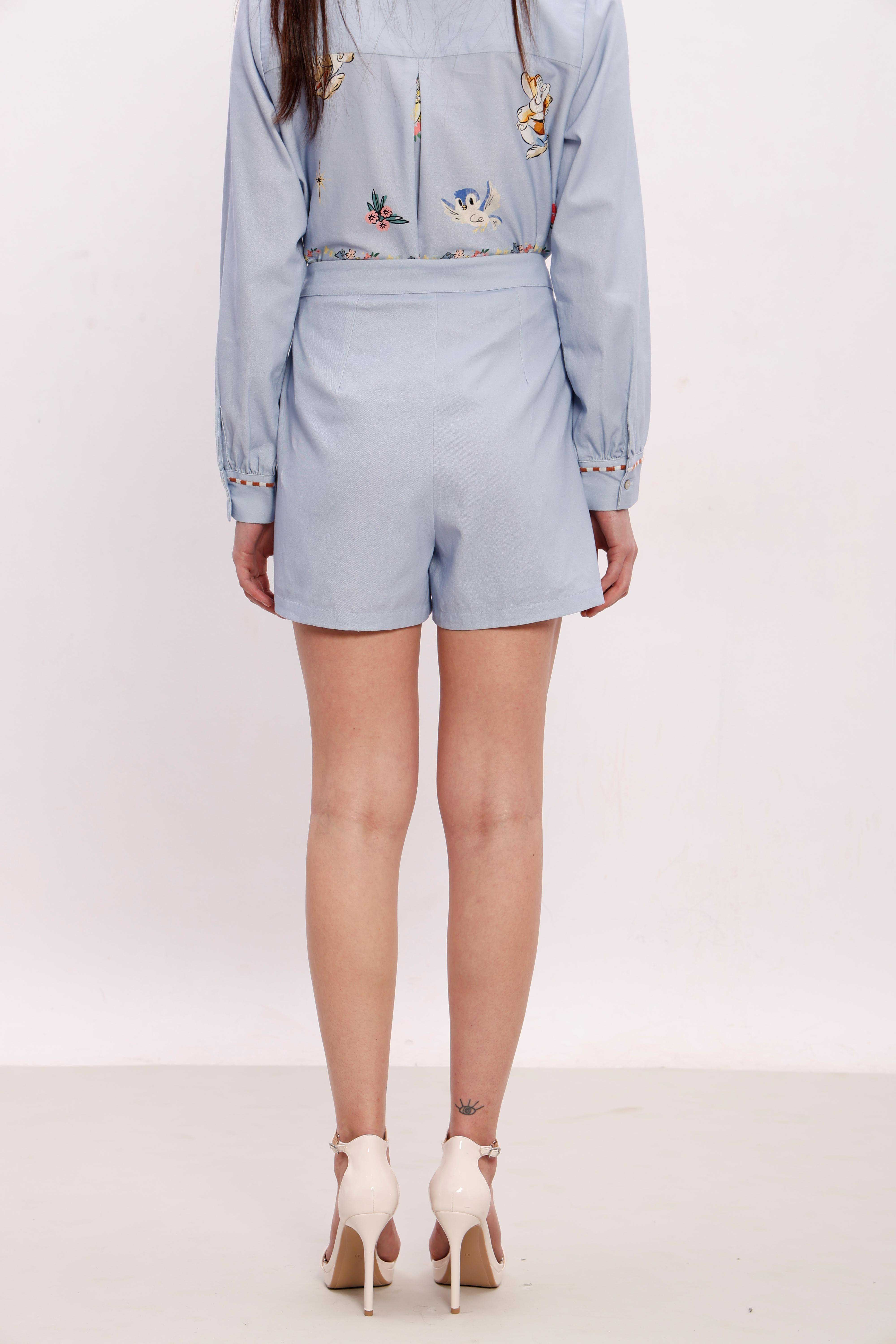 Vero Moda Blue Printed Cotton Co-Ord Set Wrap Skorts - Image 10
