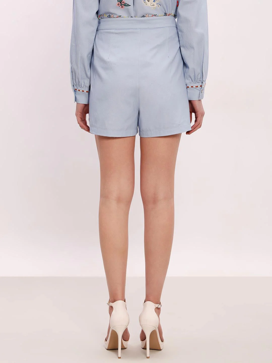Vero Moda Blue Printed Cotton Co-Ord Set Wrap Skorts - Image 3