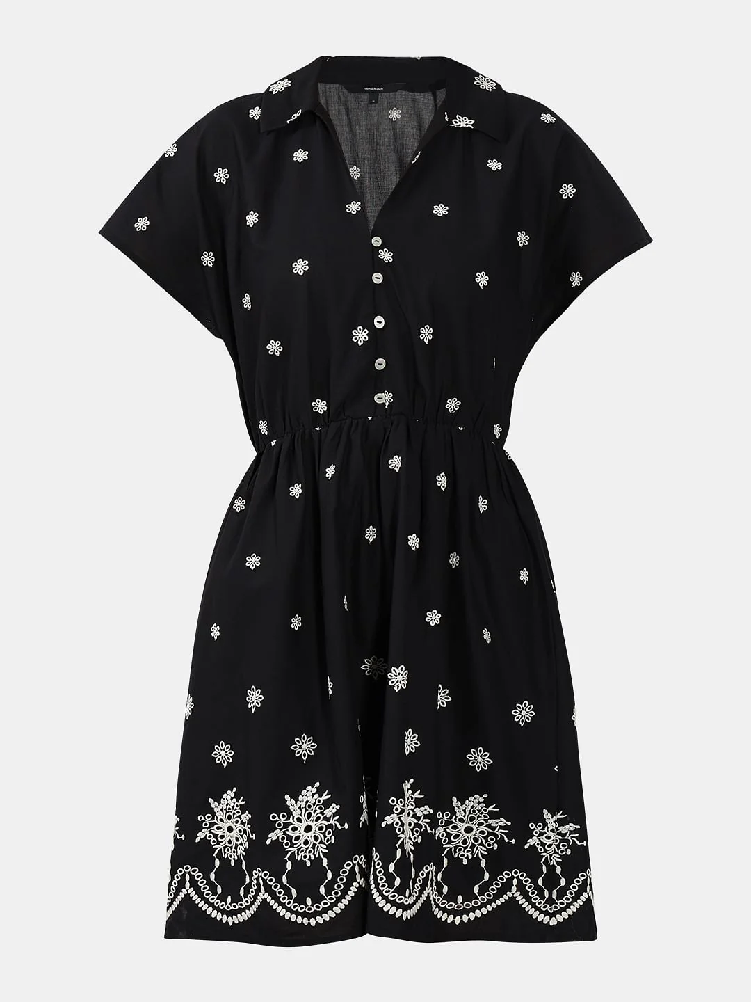 Black Embroidered Short Dress - Image 7