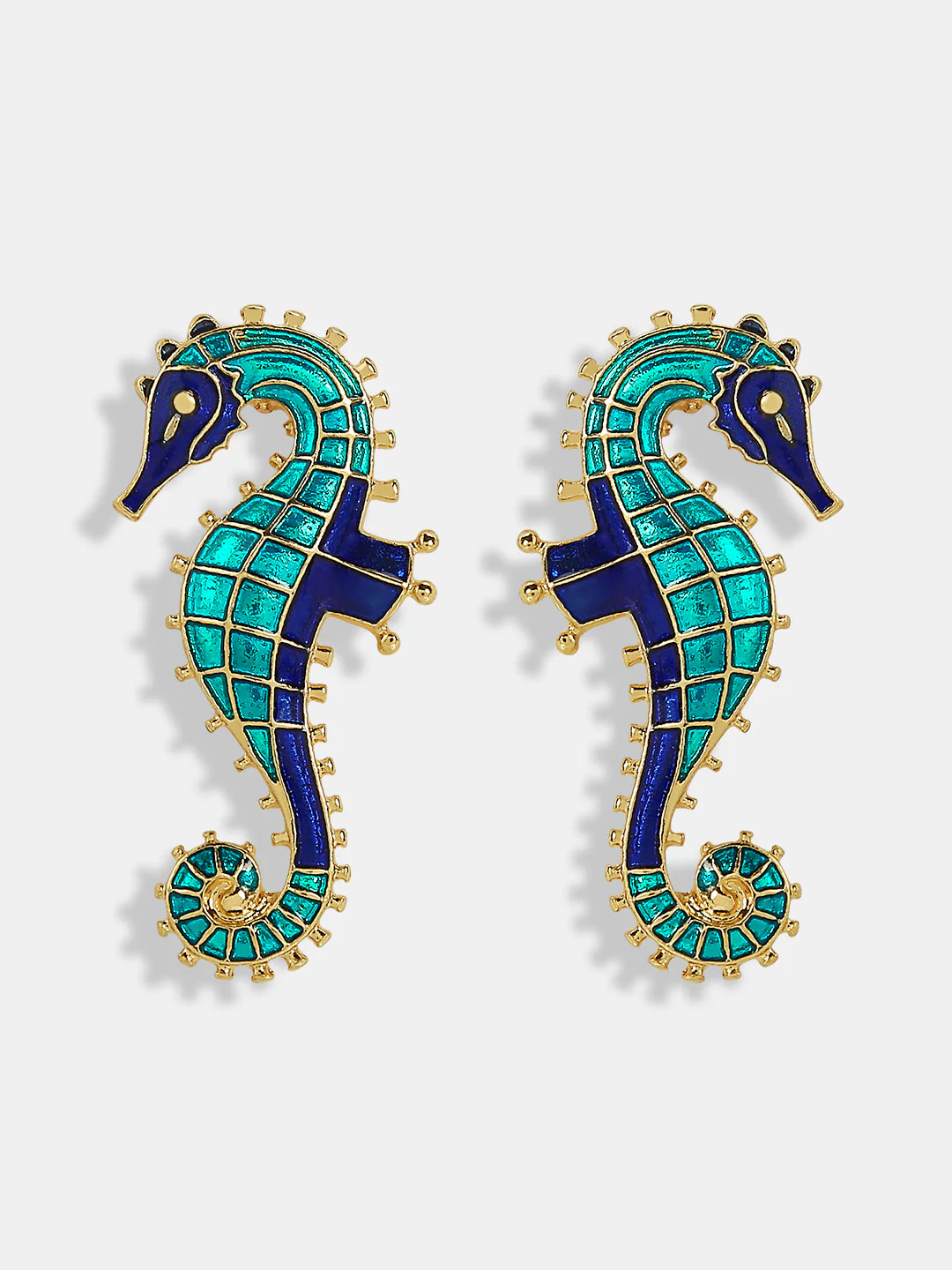 VERO MODA Blue & Green Sea Horse Studs - Image 2