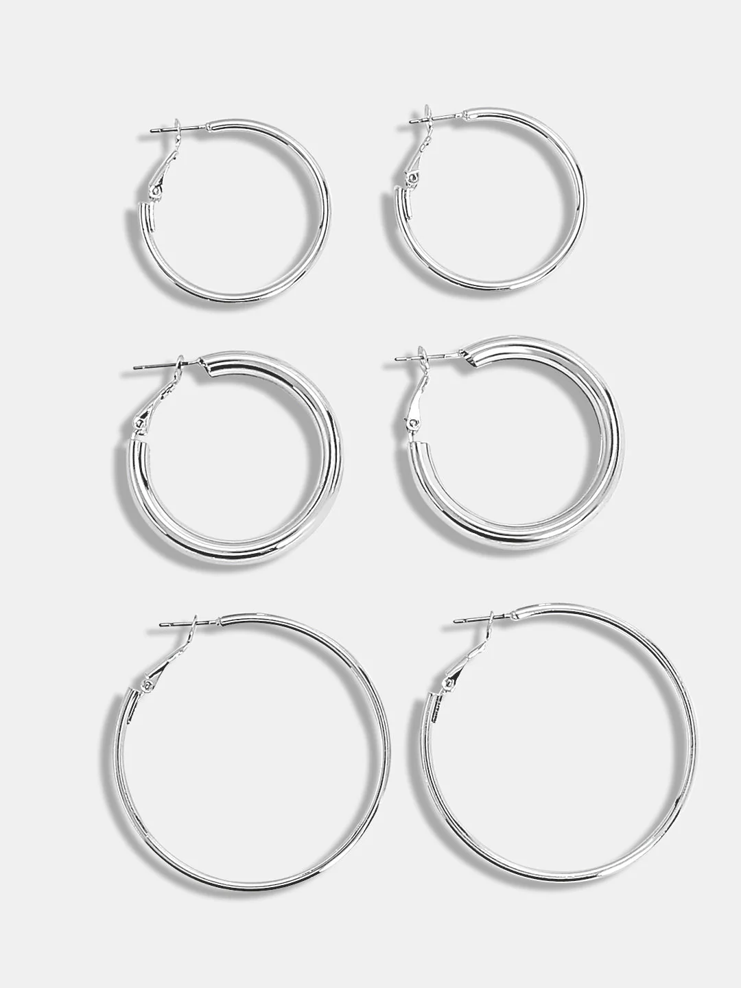 VERO MODA Pack of 3 Silver Hoops - Image 2