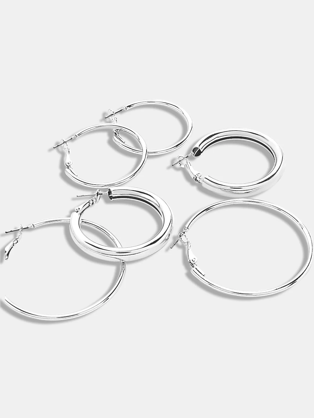 VERO MODA Pack of 3 Silver Hoops - Image 3