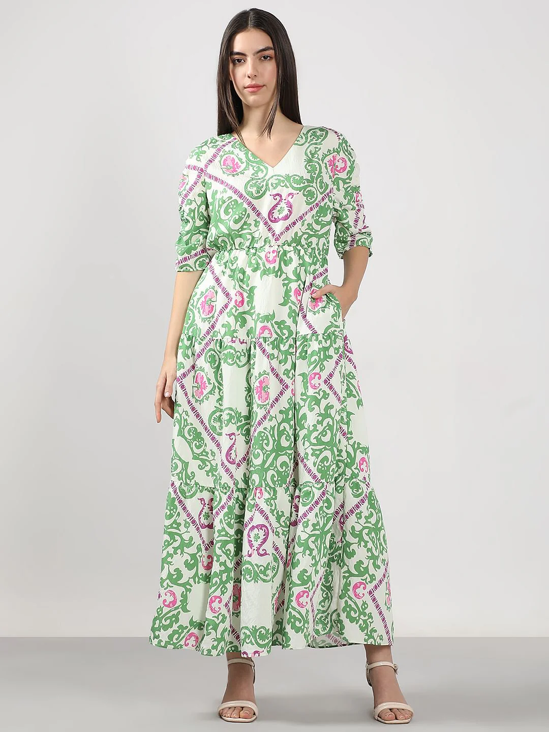 Green Printed Maxi Dress - Image 2
