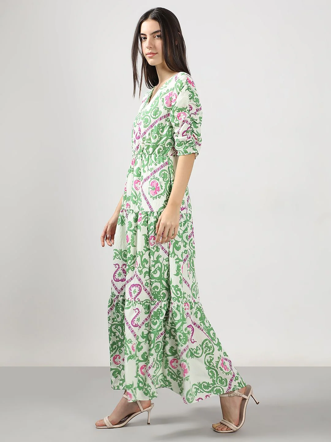 Green Printed Maxi Dress - Image 3