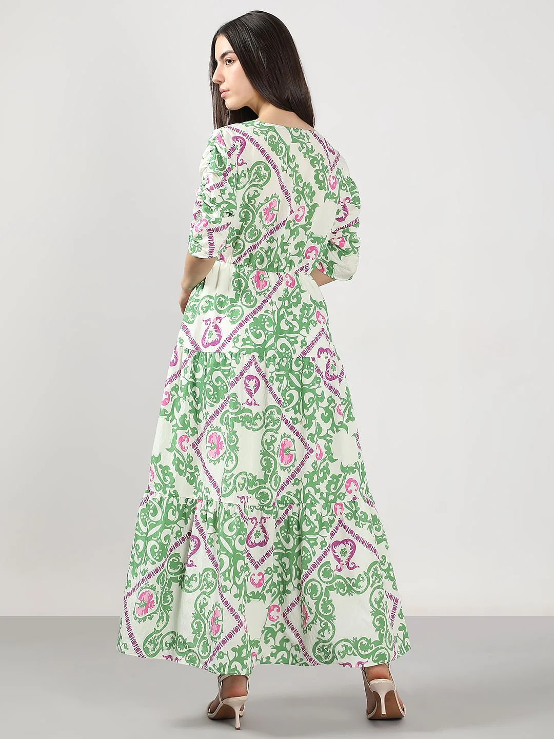 Green Printed Maxi Dress - Image 4