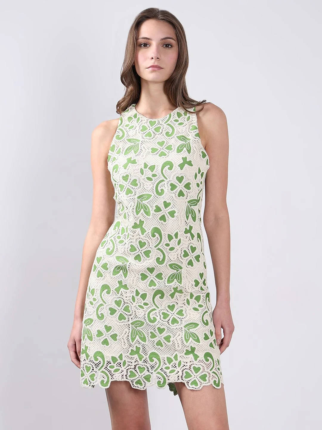 Green Embroidered Mini Dress - Image 2